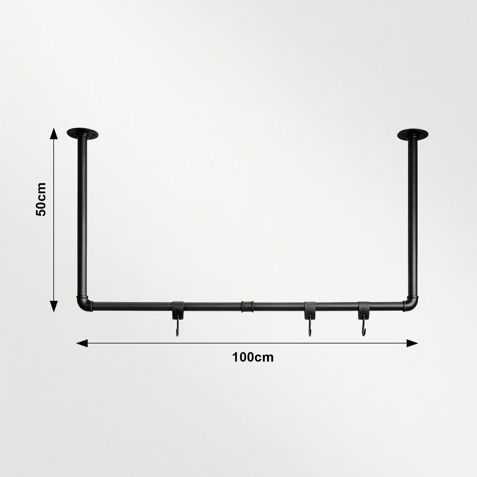 Image of Wall-mounted Clothes Rail, Industrial Coat Rack, Steel Garment Hanger, Ceiling Mount, Space-saving Clothes Stand For Hallway, Bedroom, Dressing Room, Wardrobe, X H50 Cm