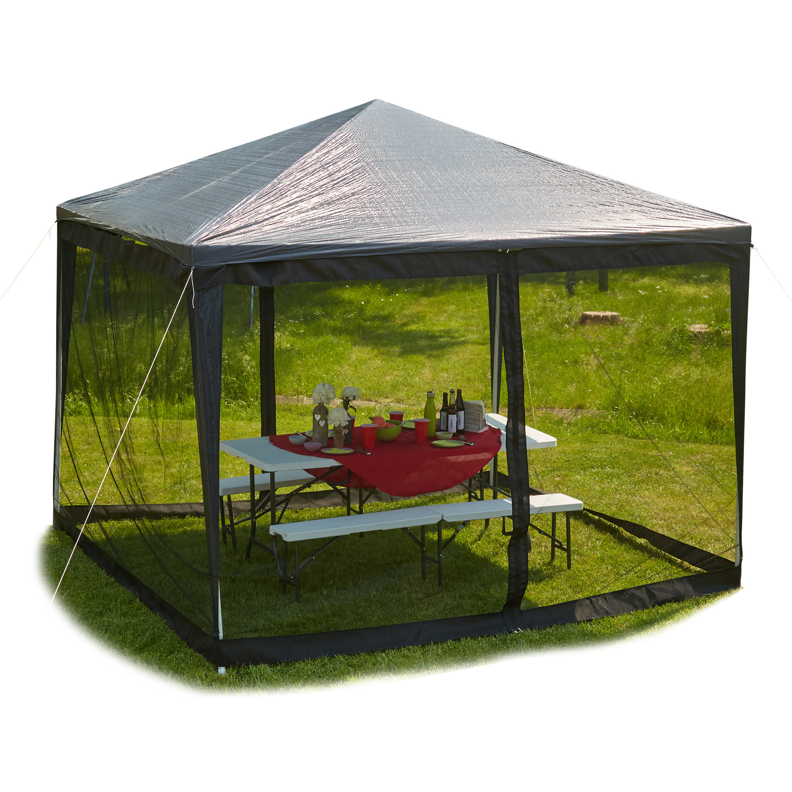 E-shop Moskitonetz Pavillon in Schwarz - (B)300 x (T)300 cm