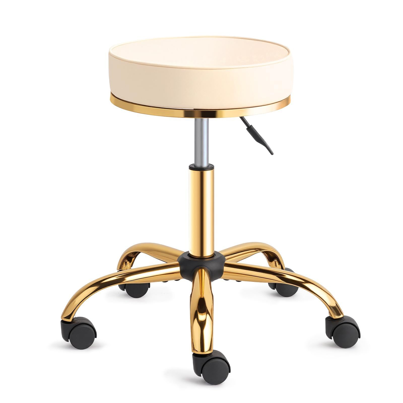 TEMU Tabouret à roulettes réglable en hauteur 48-63 cm, tabouret pivotant à 360° avec roulettes, tabouret de bureau supportant 150 kg, tabouret