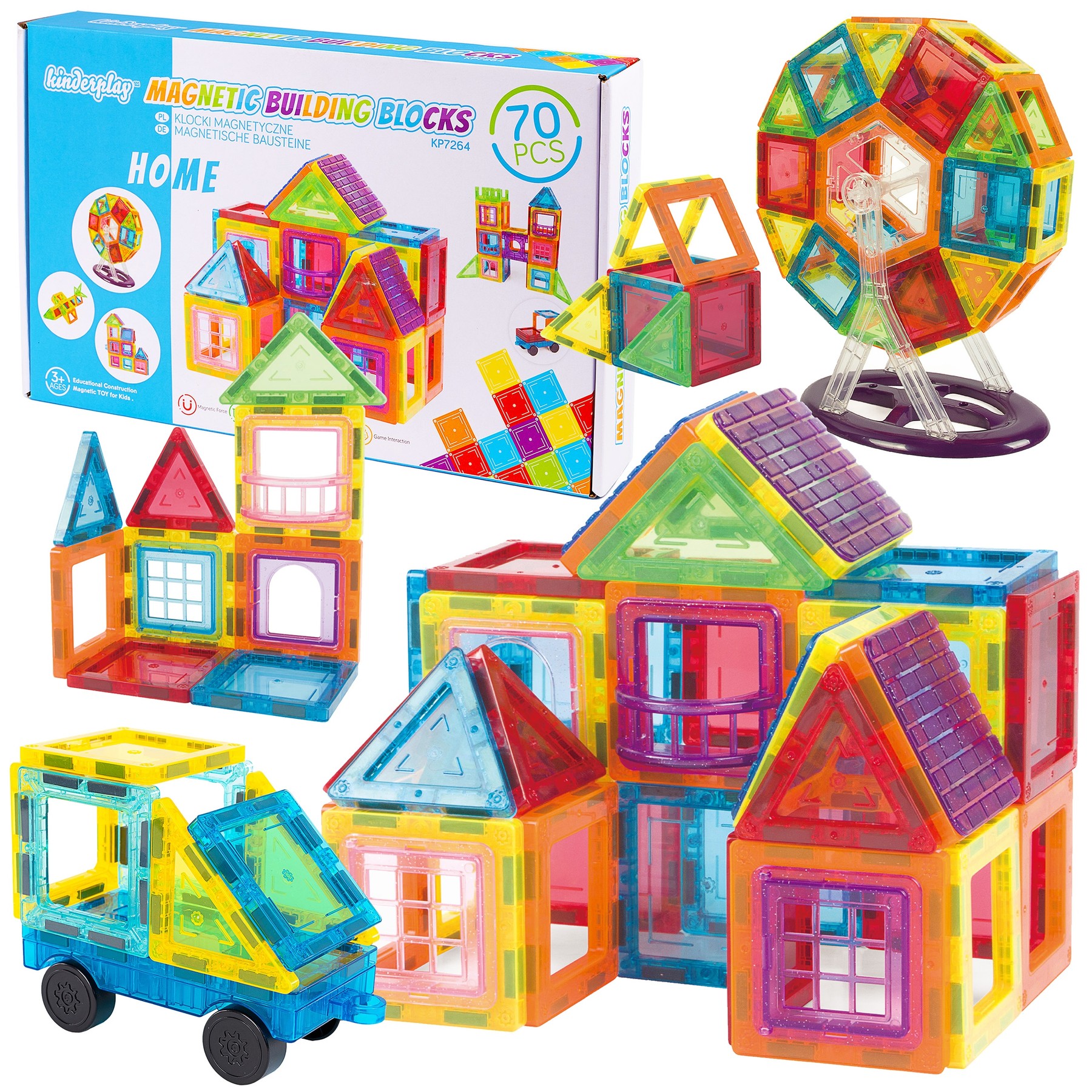Image of Magnetic 3d Construction Blocks For Kids 70pcs Learning Toy