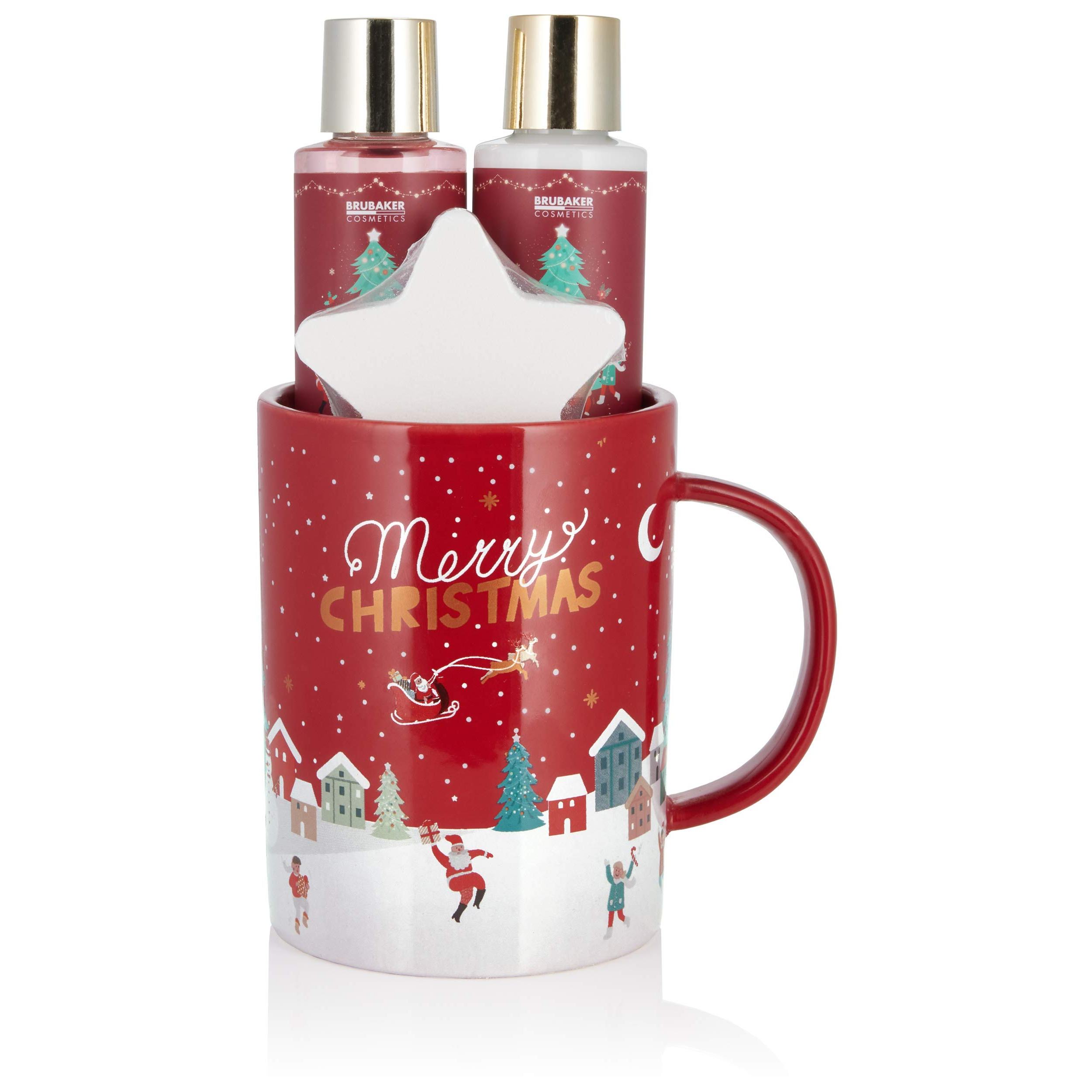 Image of Brubaker Cosmetics Bath And Shower Set Winter Berries Scent - 4pcs Gift Set In A Large Christmas Tin - Christmas Set For Women And Men