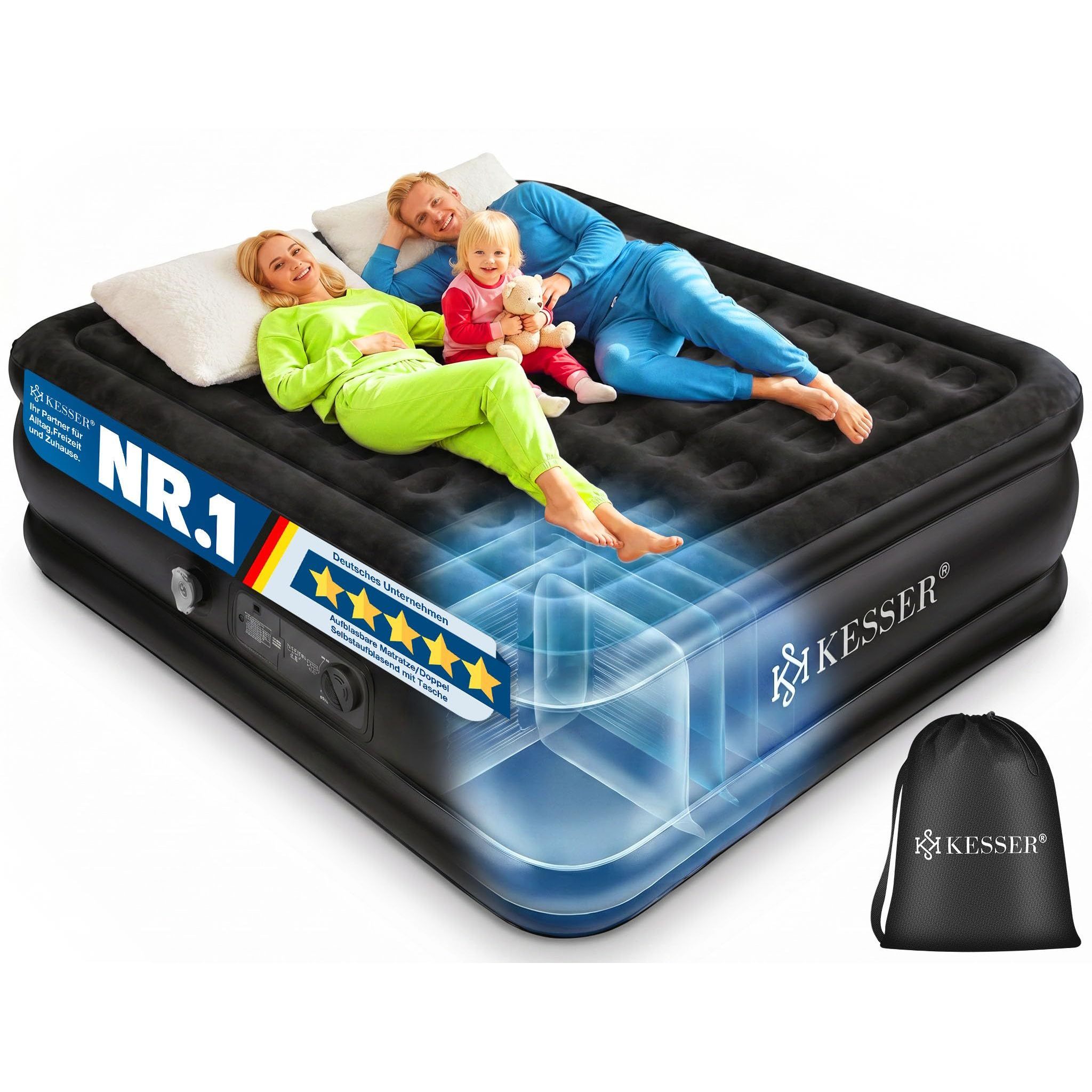 Kesser Self-inflating Air Bed Air Mattress With Built-in Electric Pump, Guest Bed Camping Mattress Inflatable With Carrying Bag For 1-2 People