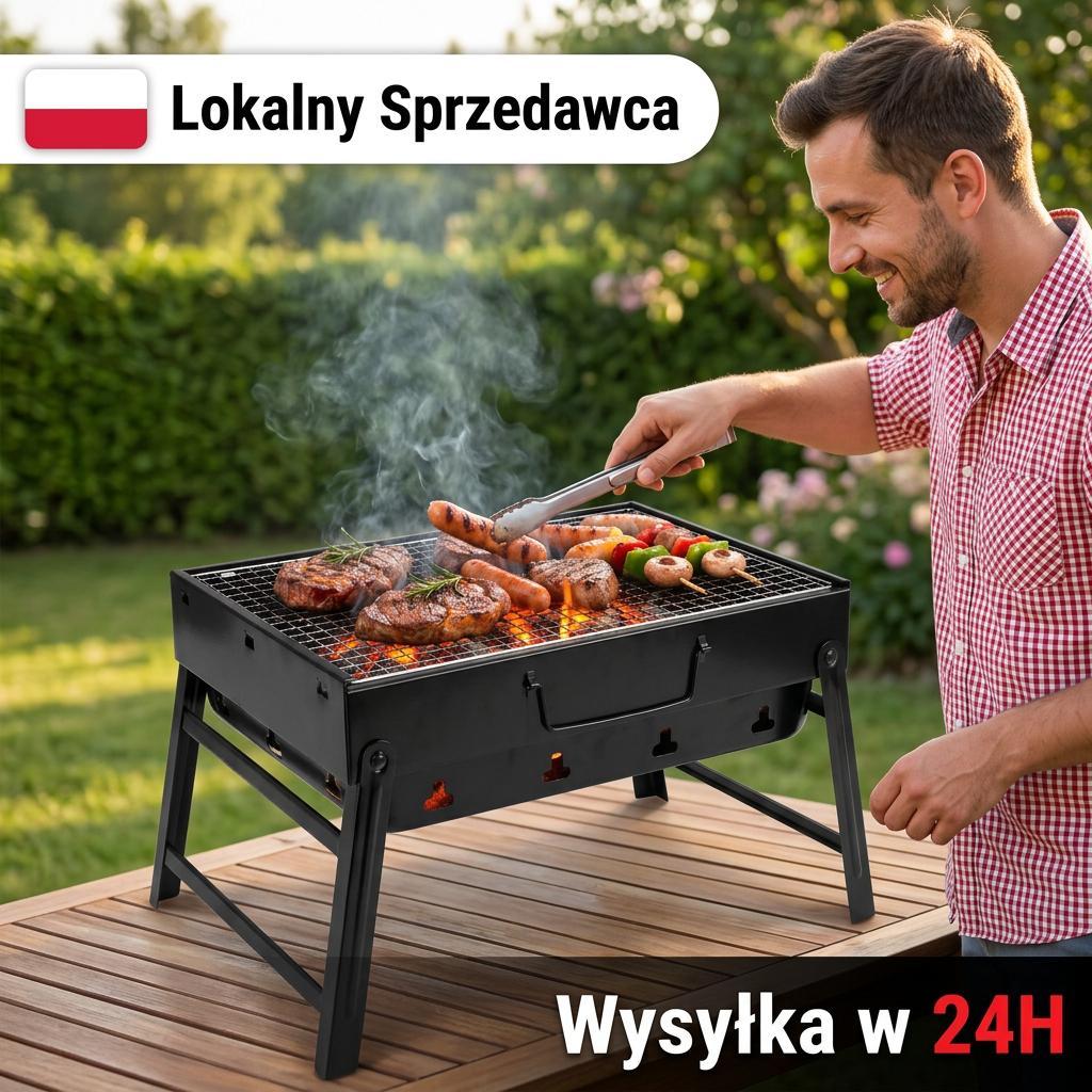 TEMU Portable Foldable Suitcase-style Charcoal Grill, Compact Travel Grill For Camping, Backyard, Balcony, Beach, Picnic, With Chrome-plated 30x28 Cm