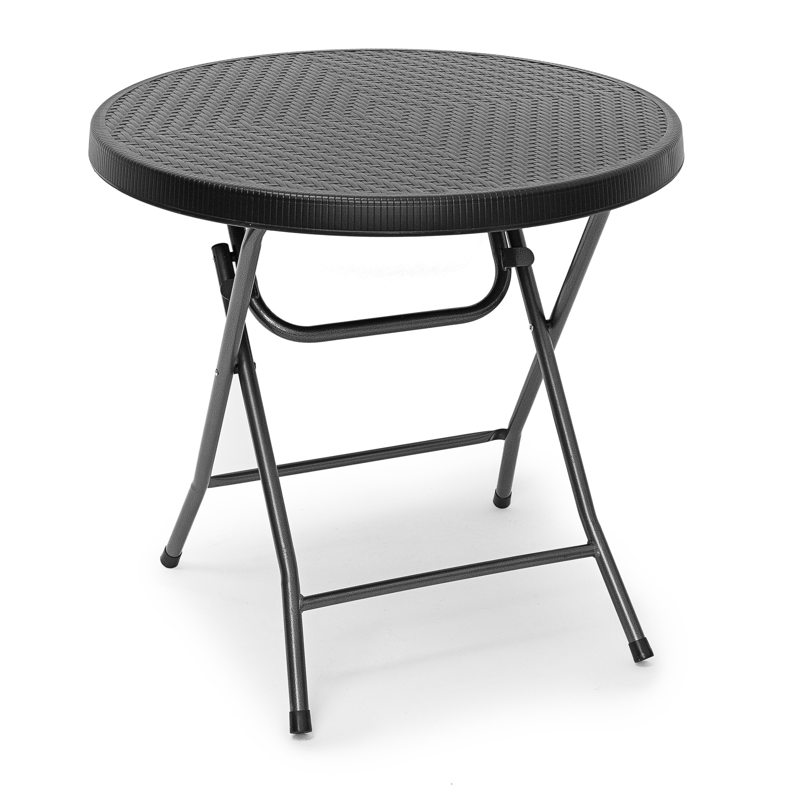 Garden Table In Black - (h)74 X Ø80 Cm