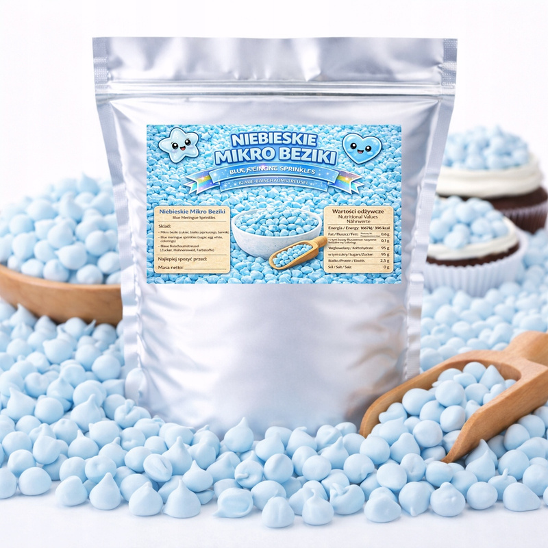 Image of Blue Micro Meringues - Mini Meringues For Cake, Desserts, Cupcake Decoration, 50g