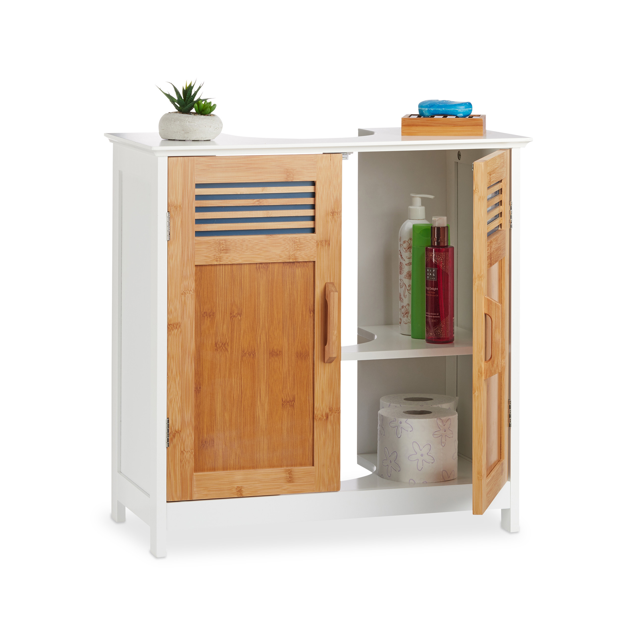 Sink Cabinet In Natural/white - (w)60 X (h)60 X (d)30 Cm