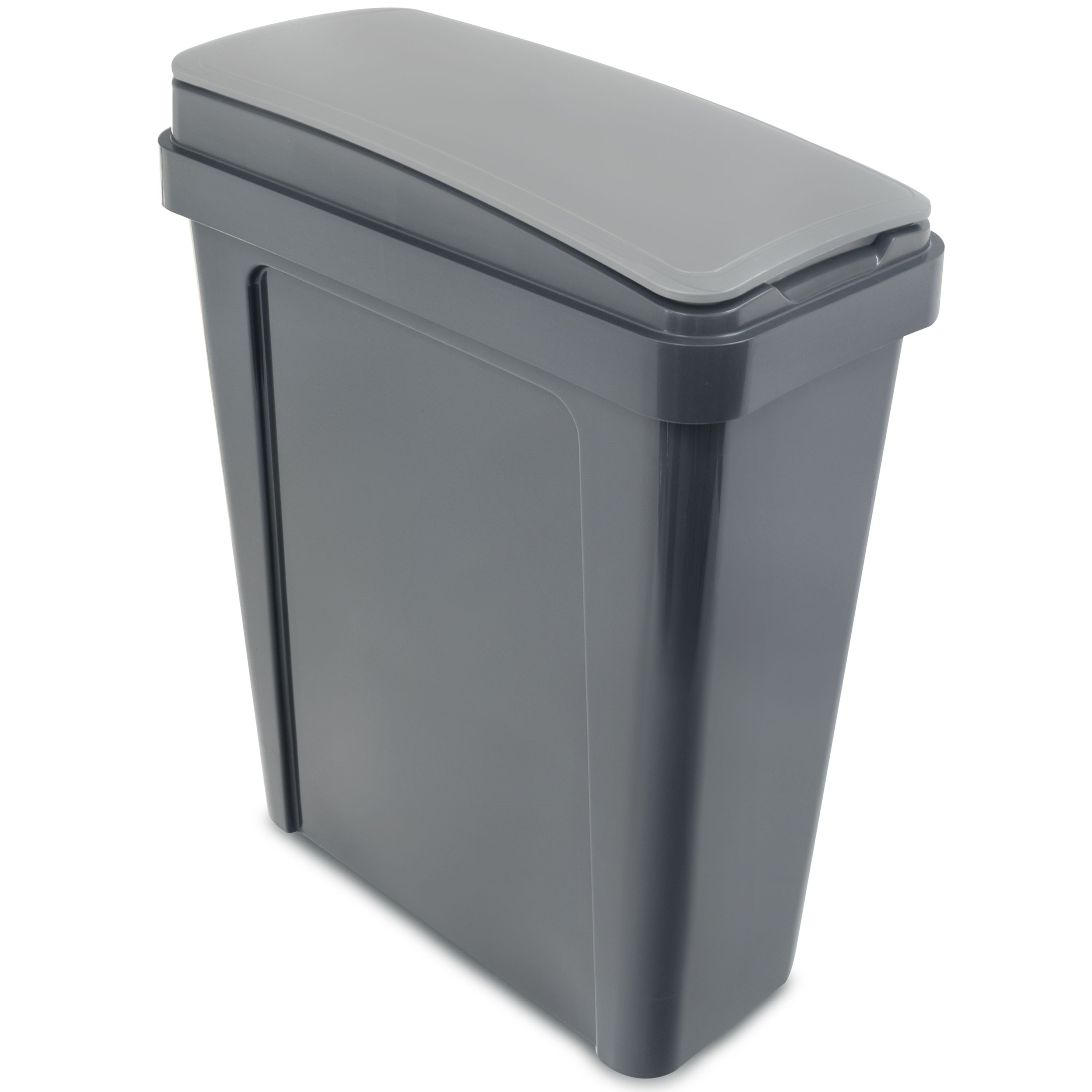 25 Liter Gray Recycling Bin 20x40x50cm With Removable Hinged Lid - Narrow Kitchen Trash Can Large Kitchen Waste Bin Paper Recycling Bin
