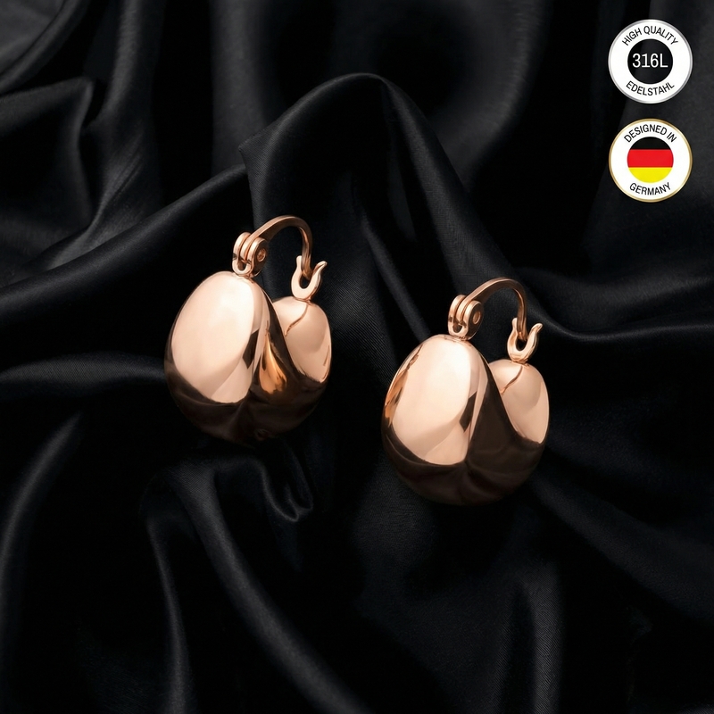 Women's Earrings - Rose Golden - Clip-on - Waterproof