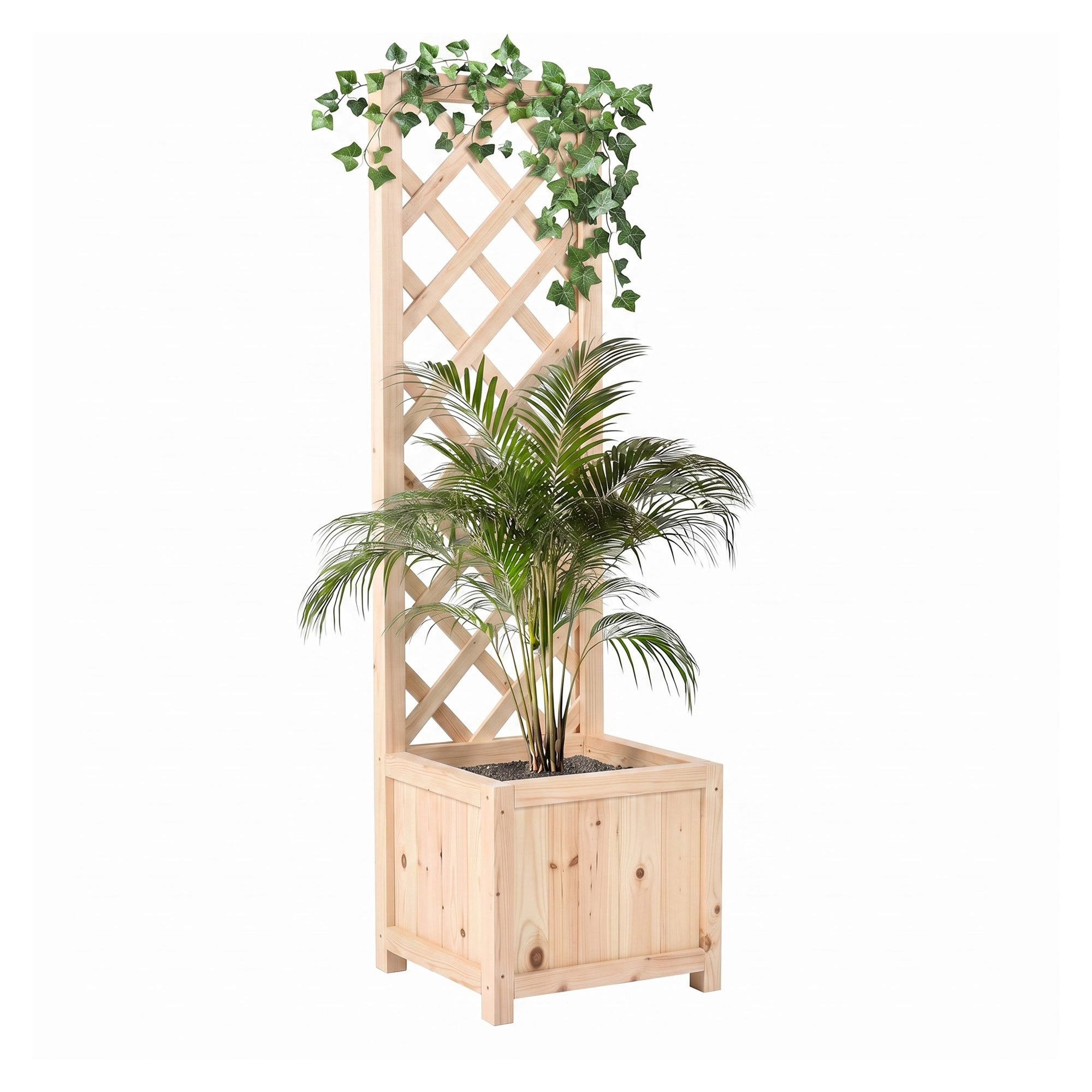 TEMU - Fioriera da Esterno con Grigliato 35x120x30 cm per Piante Rampicanti in Legno di Impregnato Natural Oak