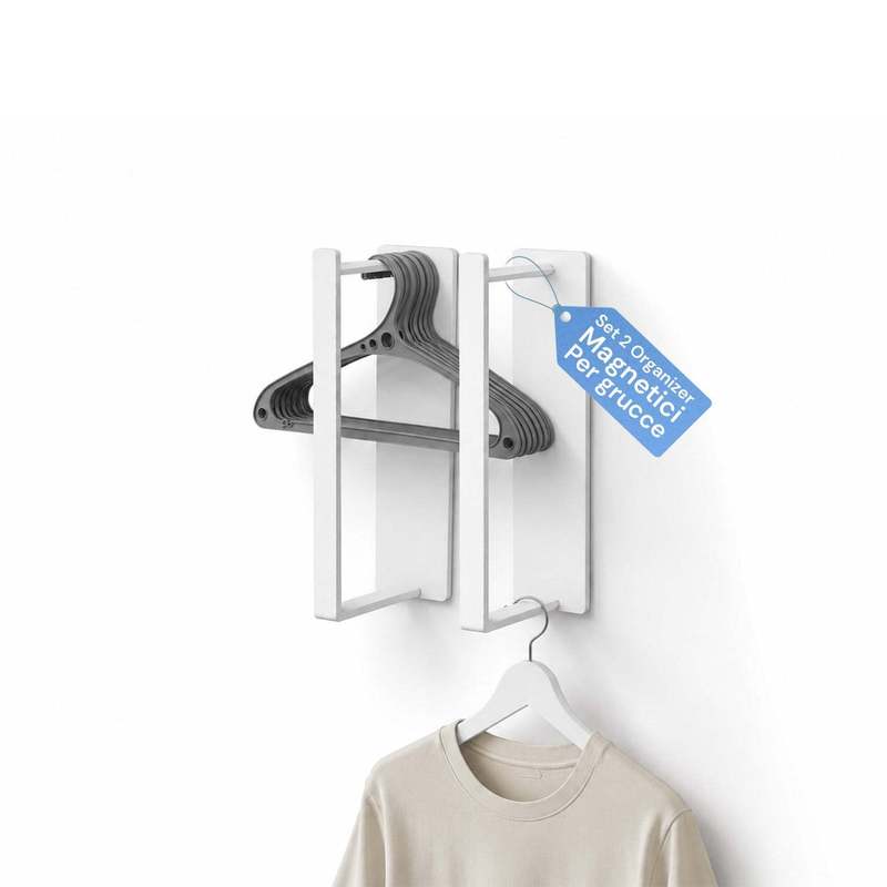 TEMU 2 Set Magnetic Hooks In White Steel, Space-saving Vertical Support For Wardrobe And Cabinet, 10 Kg Load Capacity