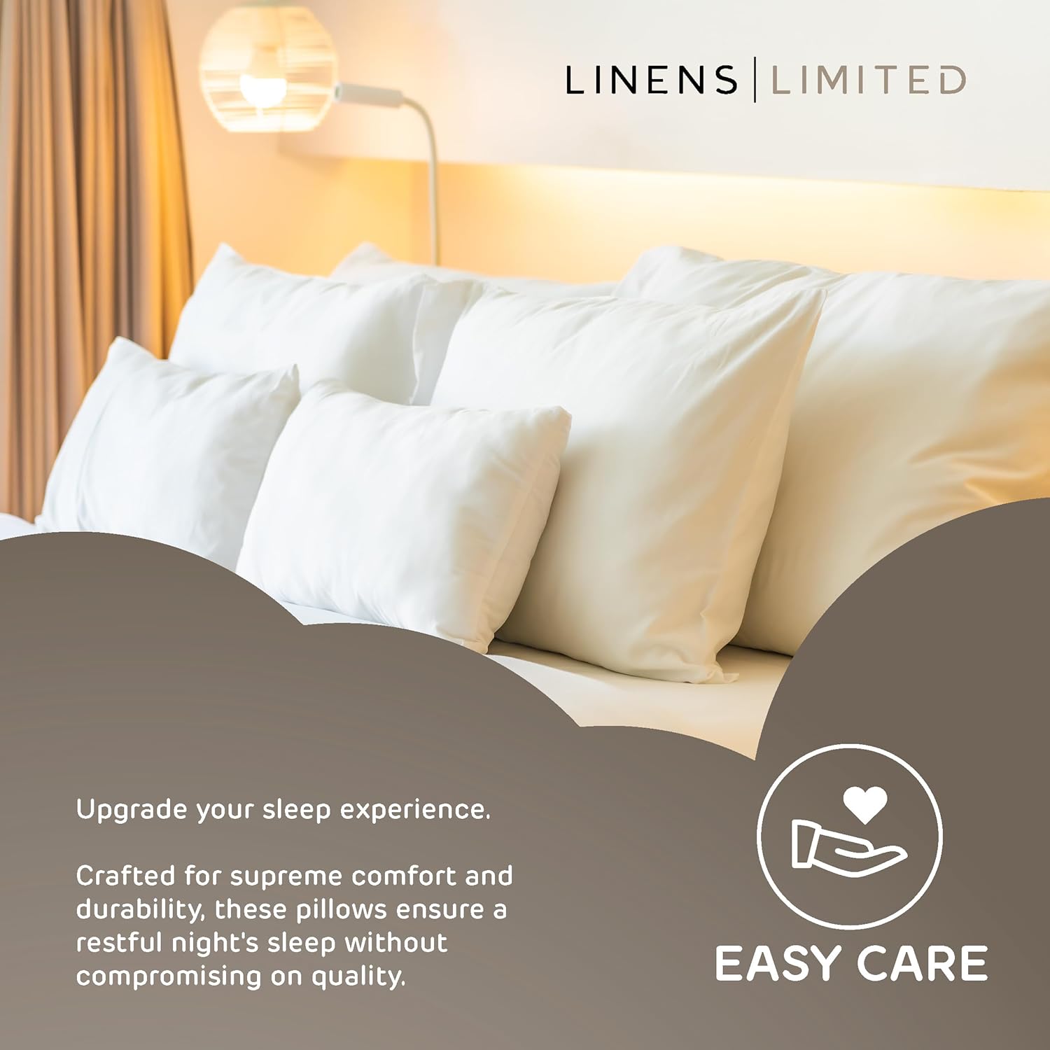 Soft Firm Orthopedic Support Pillow, Hypoallergenic Hollowfibre Bed Pillow, Made in the UK, Machine Washable White