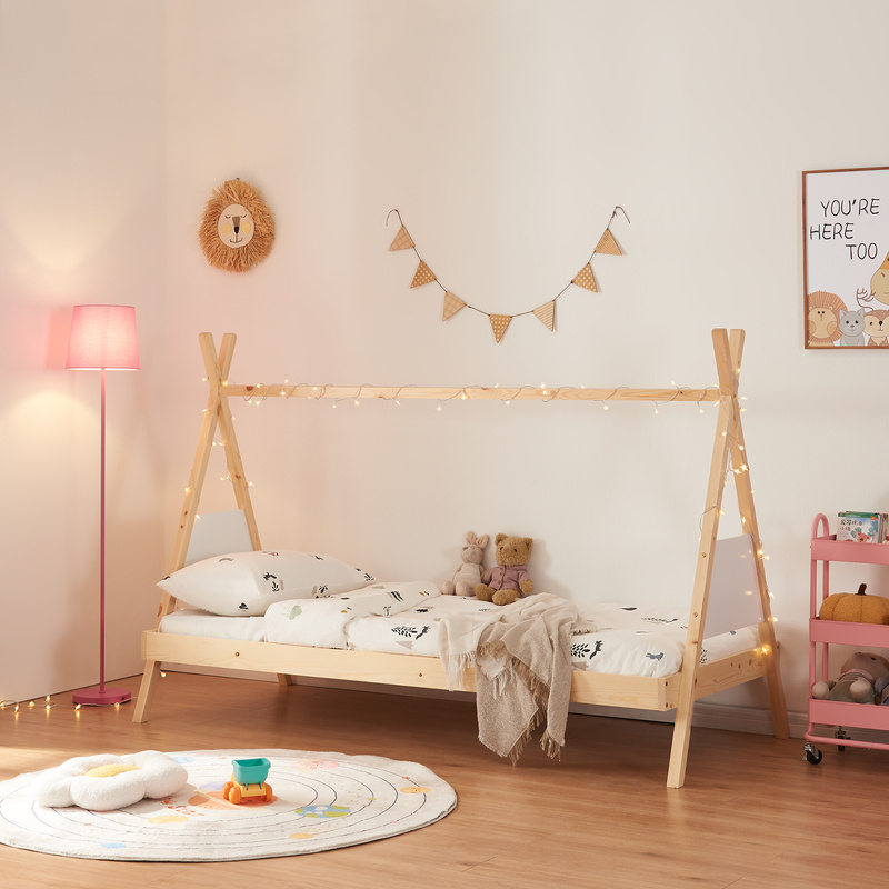 Children's Bed Tipi Bed Siikajoki 90x200cm Pine Wood Natural