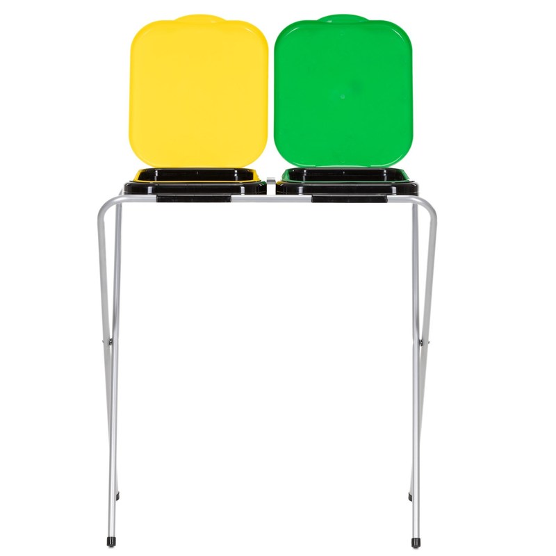 TEMU Stand For 2 Waste Sorting Bags, Springos, Double Metal Stand Organizer For 2 , Dimensions 68x42x75, Stable For Basement, Garage, Home. Green And