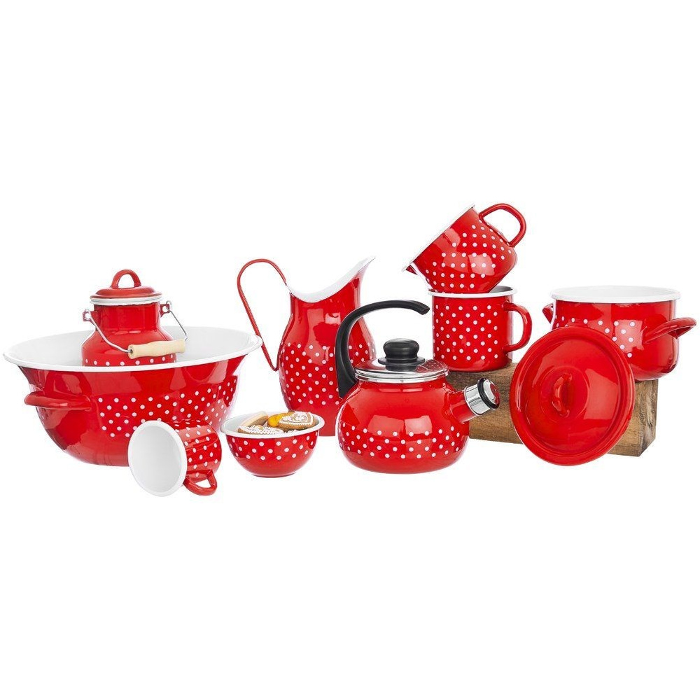 Red Polka-dot Enamel Mug 800 Ml