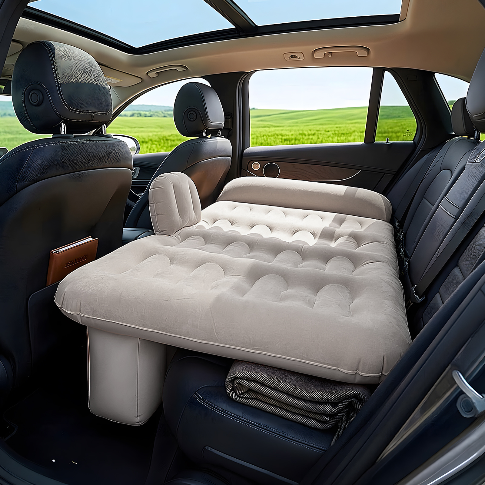 Car Rear Seat Double Automatic Inflatable Bed, Grey