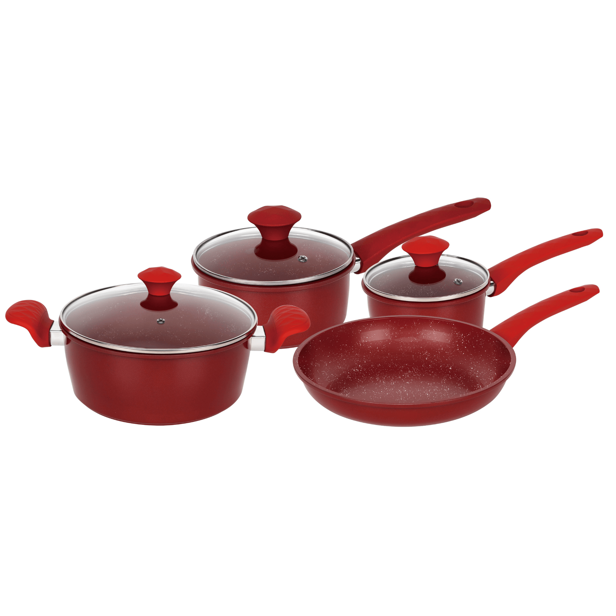 Kitchen Battery With Red Marble Coating 7pcs Herzberg Hg04715-red