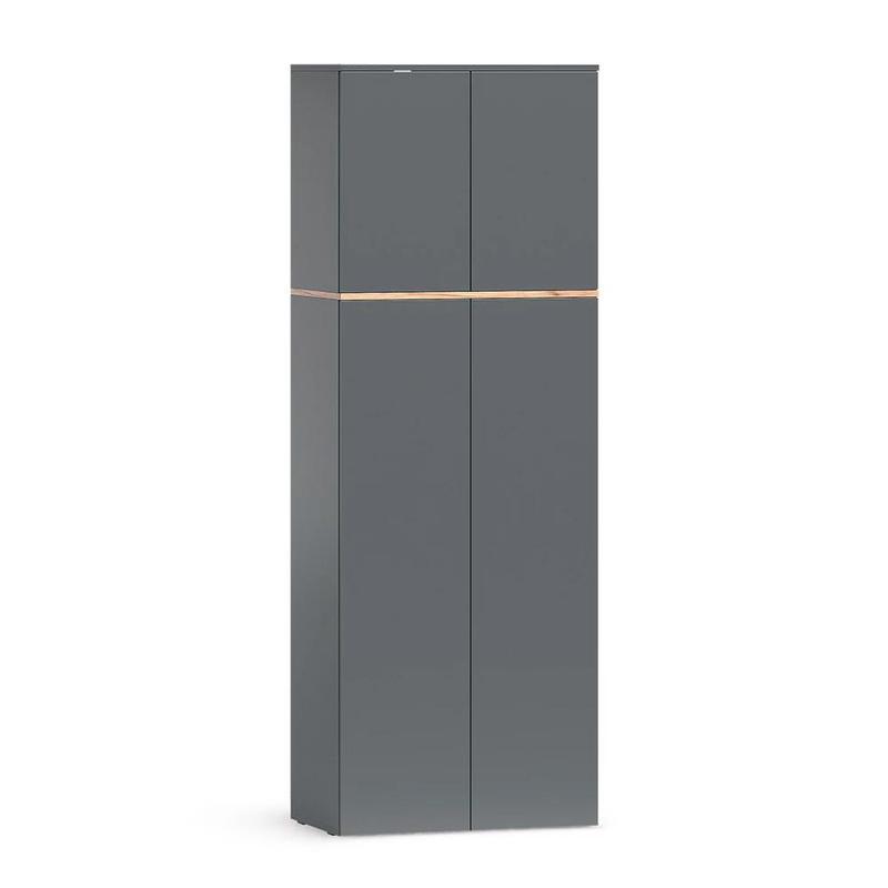 Image of Cabinet Anthracite/gold Oak 68 X 188.6 Cm With 8 Closed Compartments High Cabinet Universal Cabinet Multi-functional Cabinet Storage Cabinet Chipboard, 16 Mm Bathroom