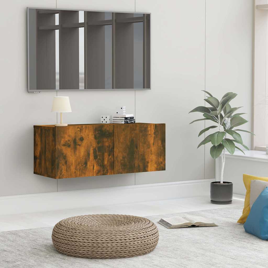 Image of Vidaxl Tv Cabinet Lowboard Tv Furniture Table Board Sideboard Tv Cabinet Tv Table Hifi Cabinet Smoked Oak 80x30x30cm Wood Material