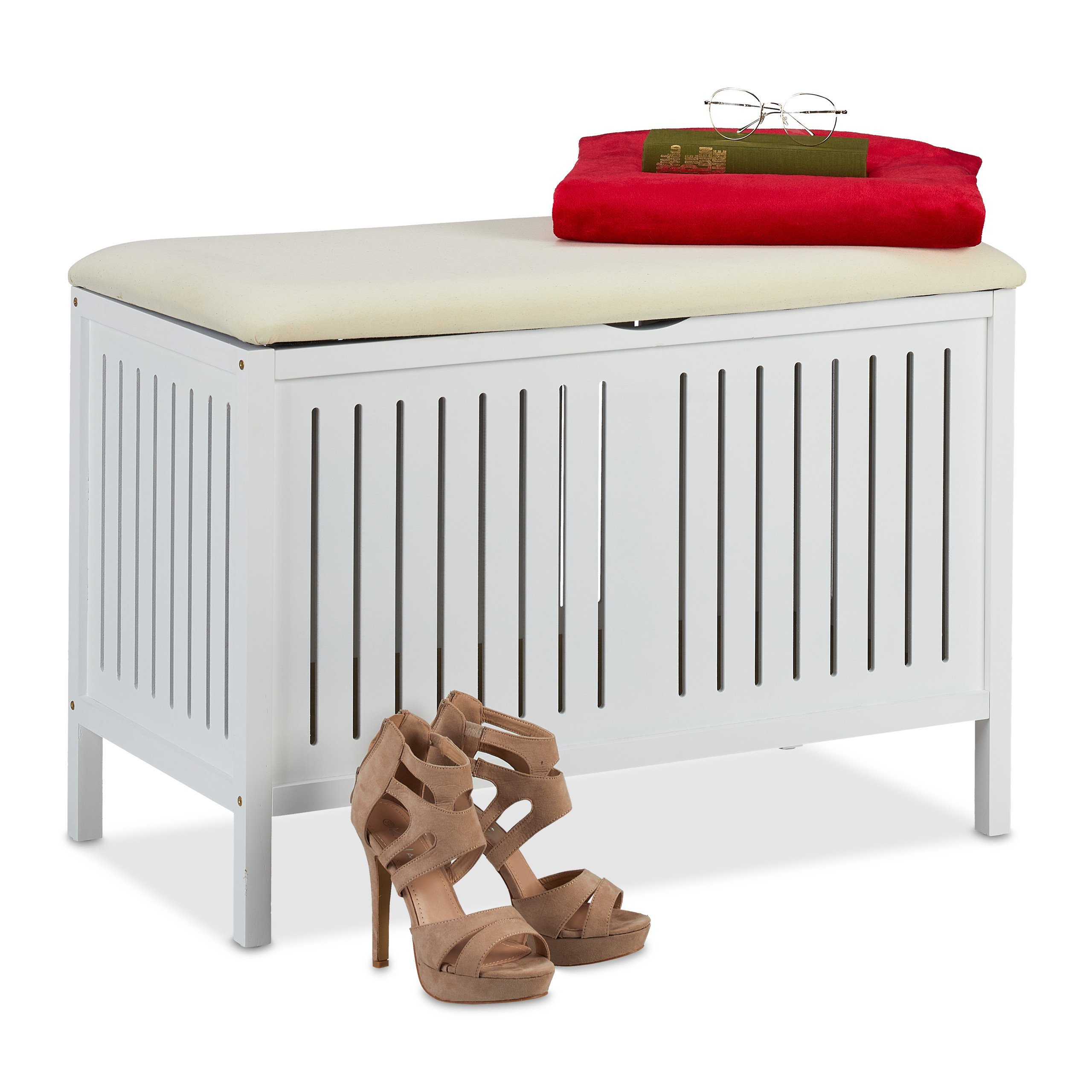 White Bench - (w)78 X (h)56 X (d)39 Cm