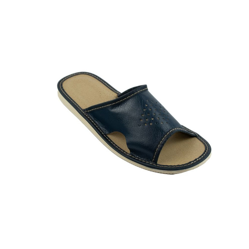 Navy Blue Men's Slippers With Side Cutouts, Circulation - Size 207