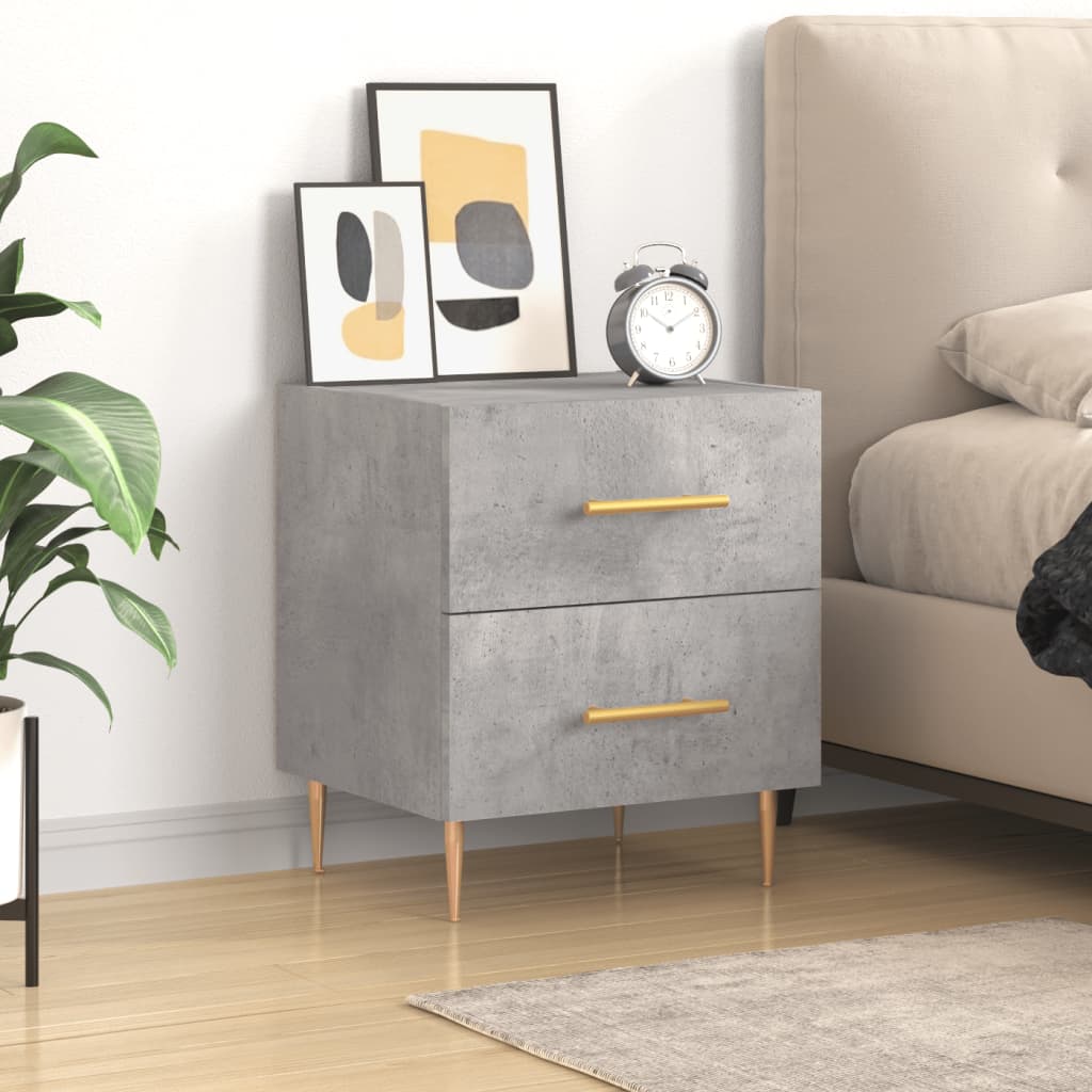 Image of Vidaxl Nightstand, Nightstand With Of Storage Space, Dresser For Bedroom, Nightstand Cabinet Side Table Storage Nightcase, Concrete Grey Wood