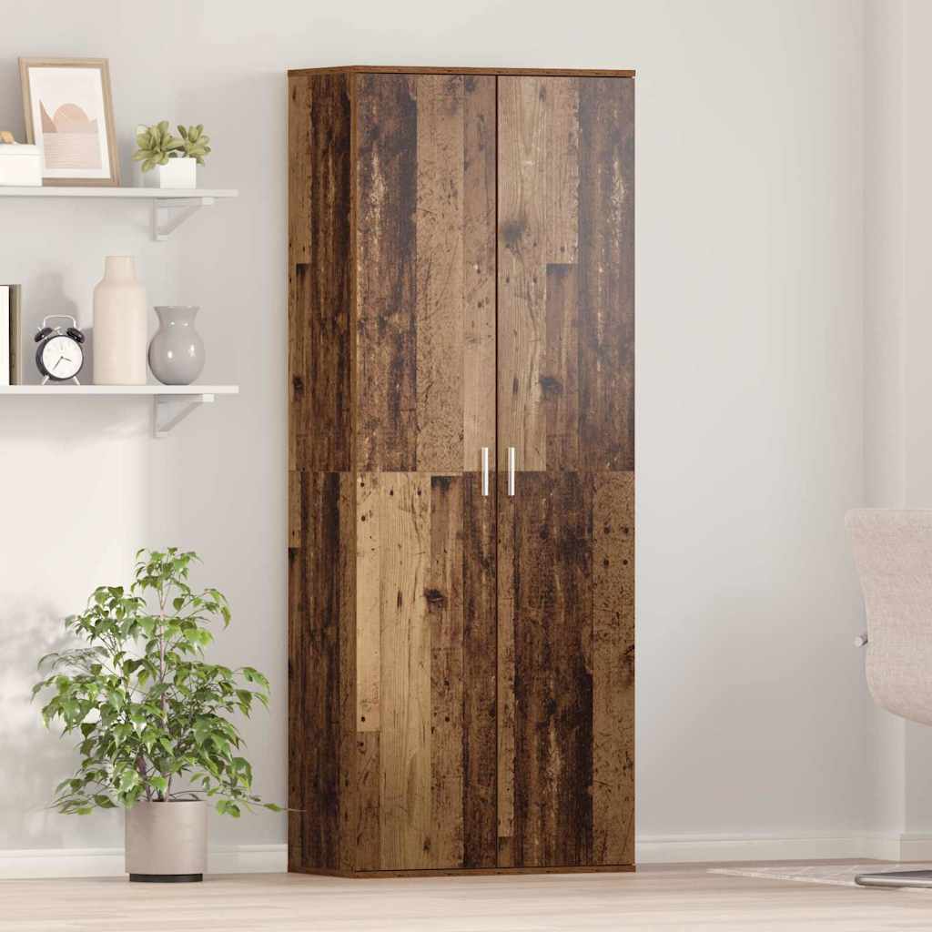Image of Vidaxl Old Wood 70x35x180 Cm Rustic Adjustable Shelves Storage Space For Living Room And Hallway Indoor Furniture Organizer