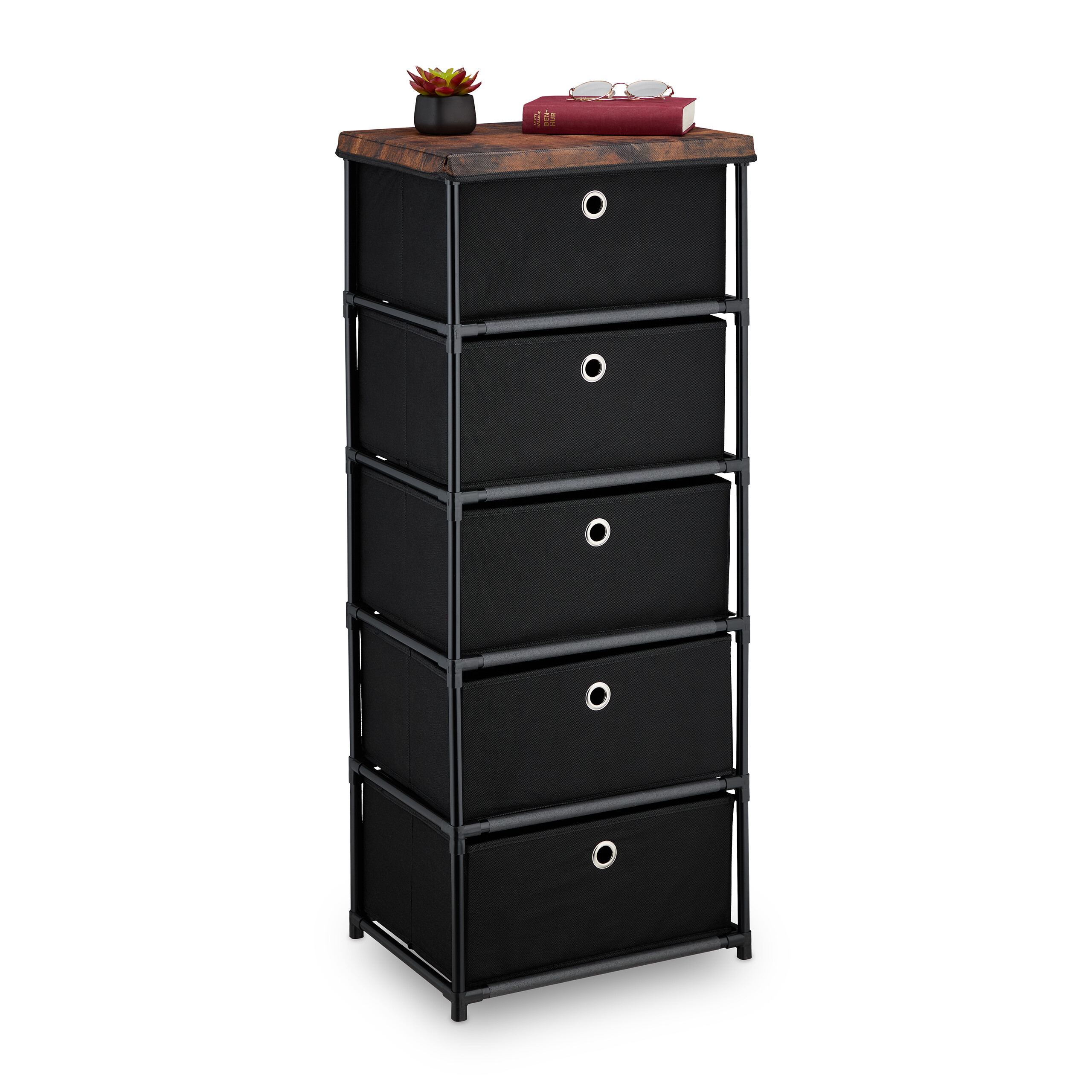 Image of Dresser In Black/brown - (w)43 X (h)105 X (d)33 Cm