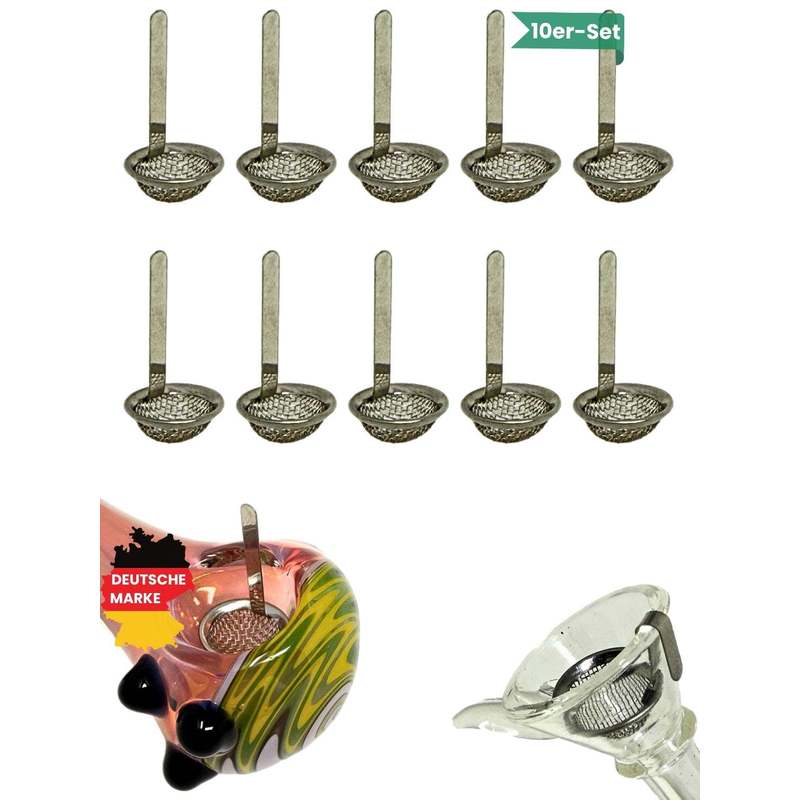 Image of Ekna Bong Sieb - 10 Premium Bowl Screens 15mm - Coarse Ball Sieve & Smoke Filter - Hook Screens For Pipes With Rim