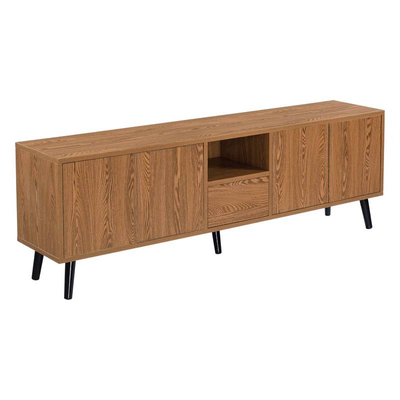 Tv Cabinet 140x30x45.5 Cm With Shelf And 5 Doors, Max. 20 Kg, Dark