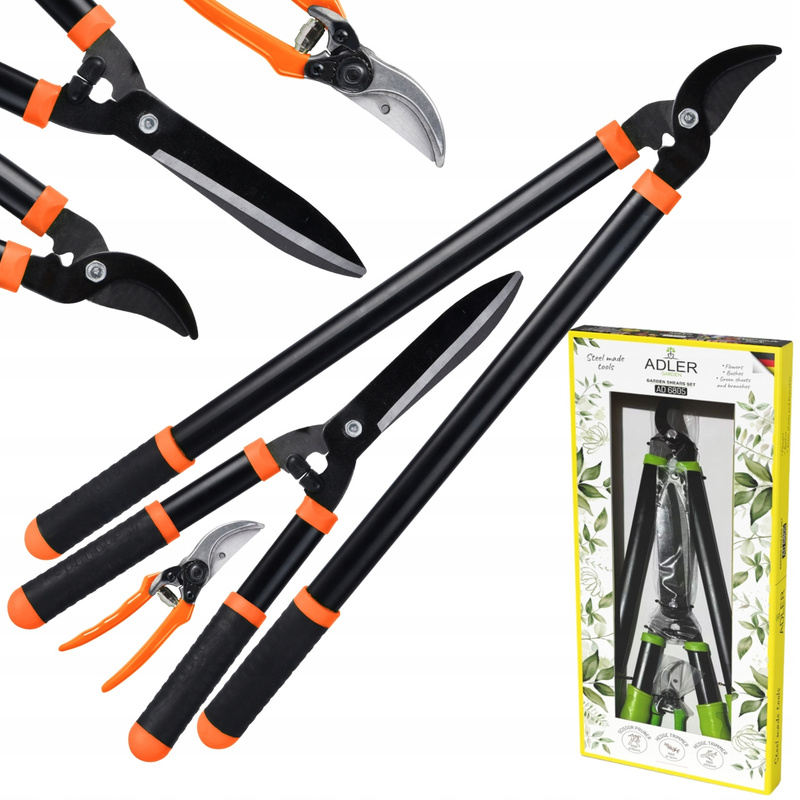 Image of Set Of 3pcs Garden Scissors, Pruner For Roses And Shrubs, Hedge And Branch Shears, Tools With Ergonomic Handles, High-carbon Steel, Complete Kit