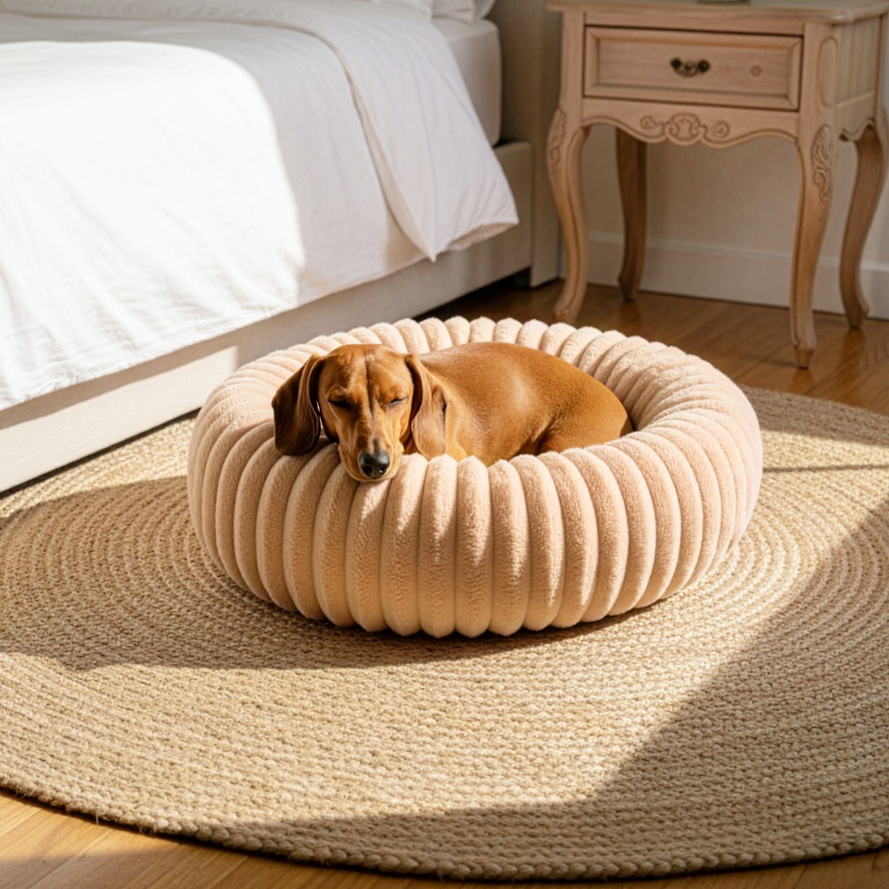 Donut Dog Bed With High Backrest, Soft Cat Bed For Small , Non-slip Bottom, Extra Plush