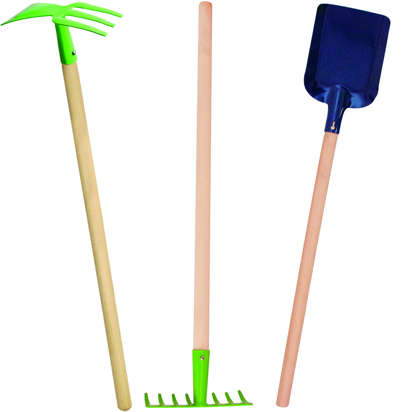 3pcs Garden Set For Kids - Shovel & Rake & Hoe - 'colorful' - Made Of Wood & Metal - Trowel - 70 Cm Long - Set - Garden & Balcony - Large Colorful Garden Tool...