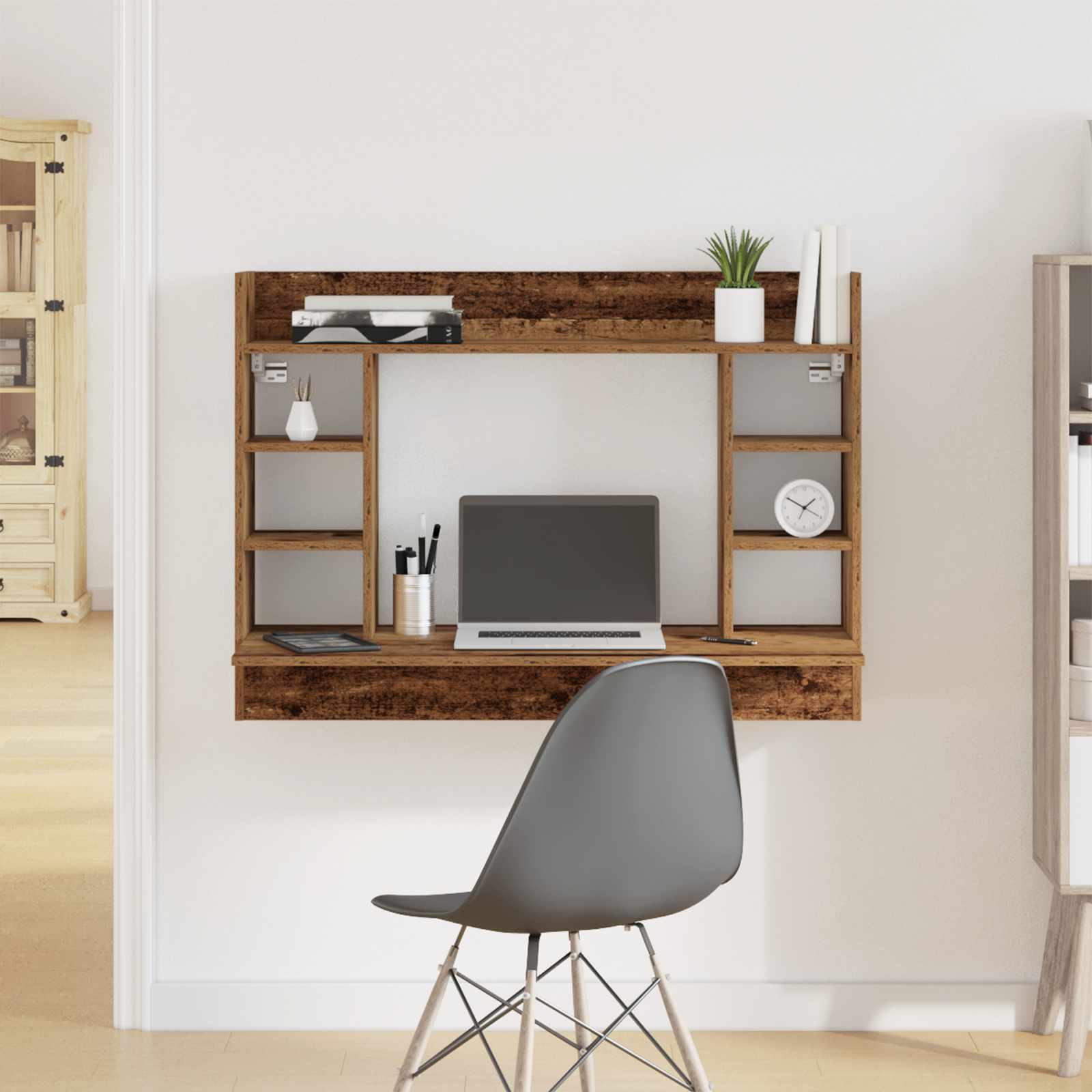 Wall Table 105 X 48 X 75 Cm Wood-based Material, Modern Wall Desk, Rectangular Computer Workstation, Compact Office Table, Minimalist