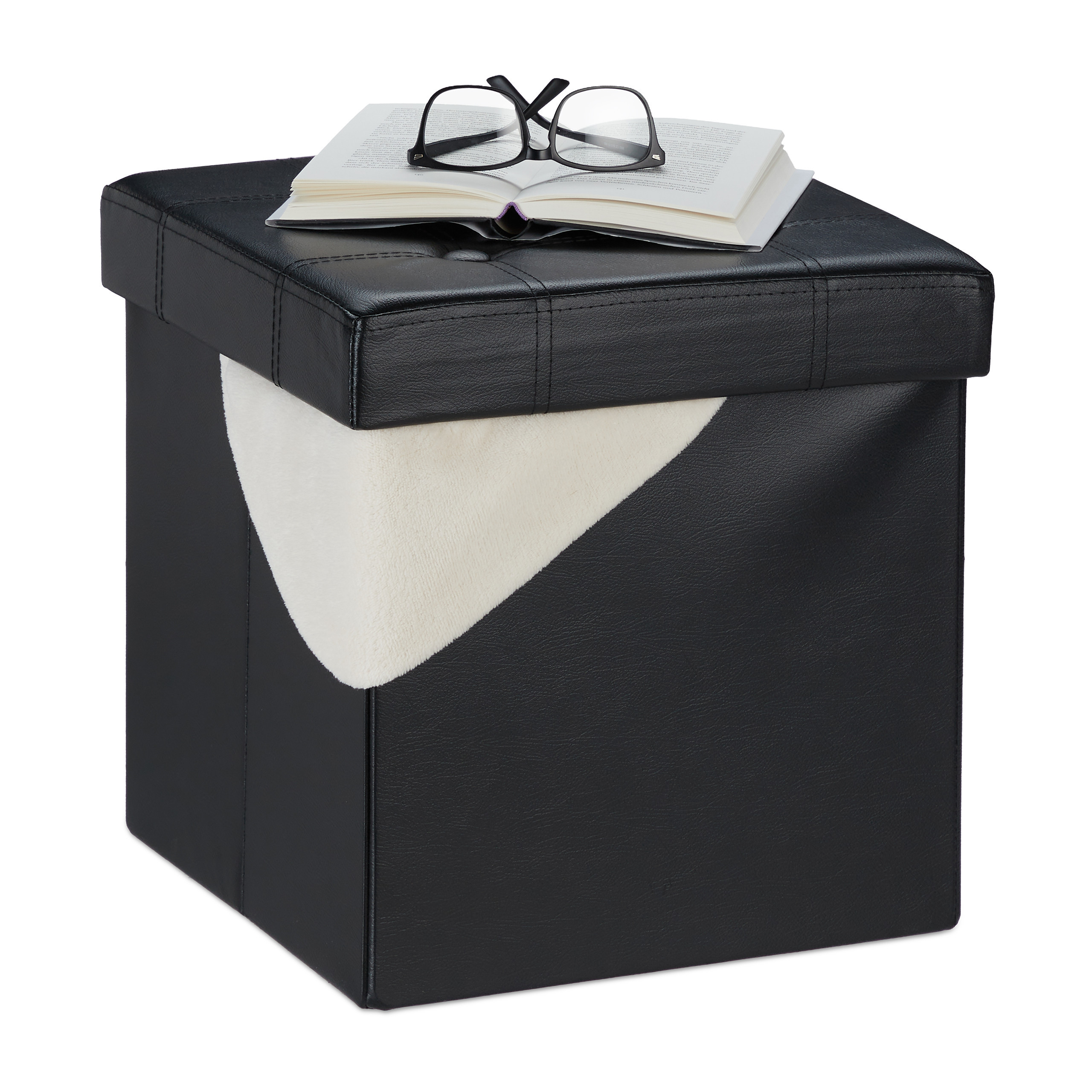 Black Stool - (w)37 X (h)38 X (d)37 Cm