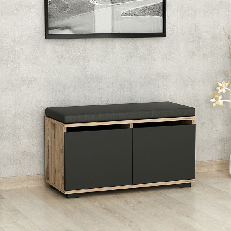 TEMU Banc de rangement pour chaussures avec 4 compartiments de rangement, banc avec surface de siège de 42 x 80 x 35 cm, armoire à chaussures avec