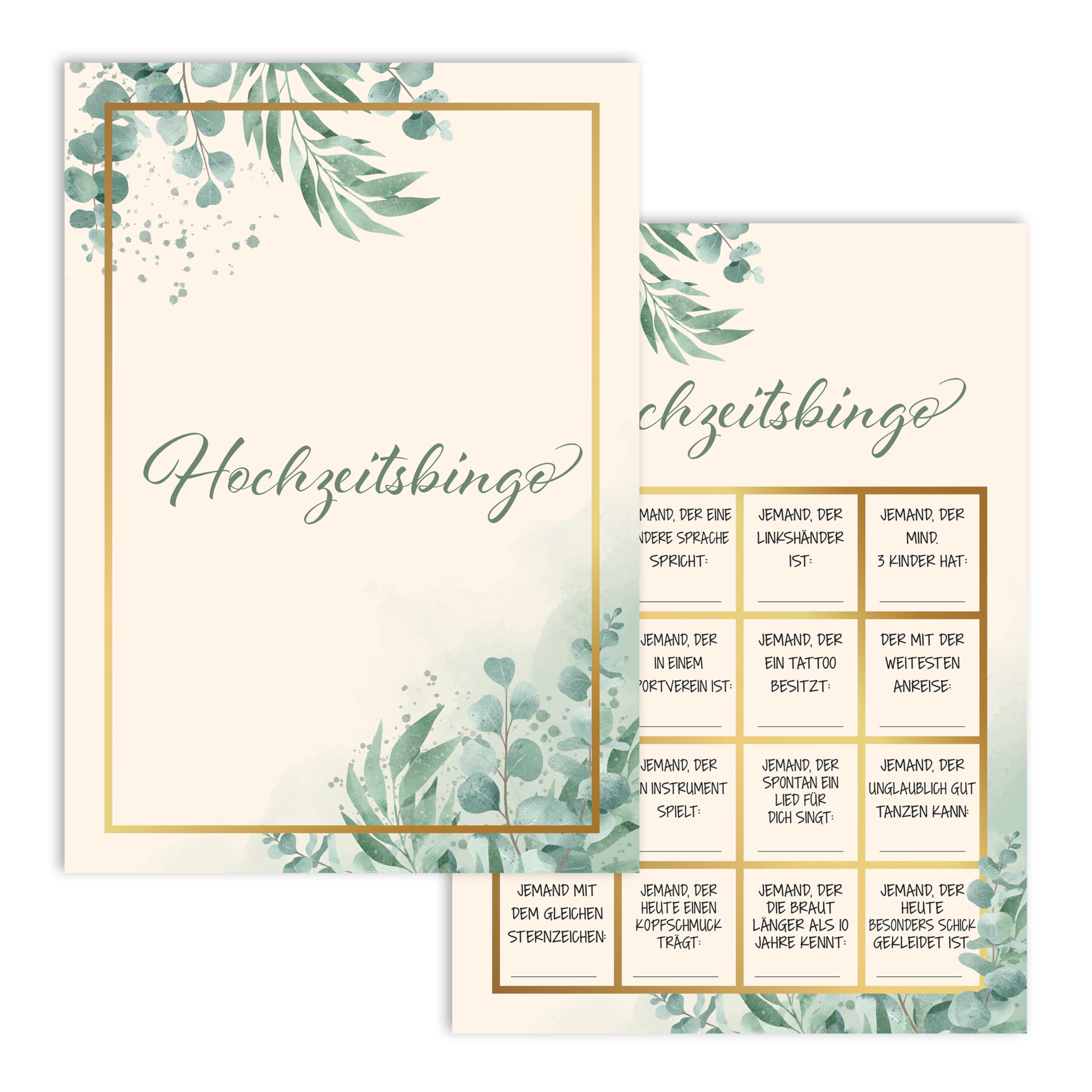Image of Colortouch 50 Wedding Bingo Cards In Din-a6 With 18 Funny Questions, Wedding Games For The Bride And Groom Wedding Quiz, Funny Wedding Game For Guests To Get To , Wedding Decoration