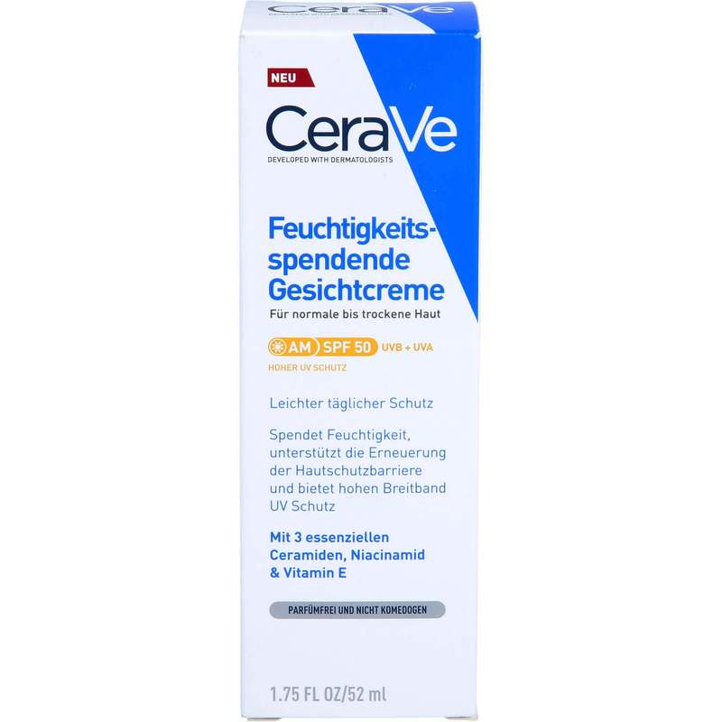 Image of Cerave Moisturizing Facial Cream With Spf 50 For Normal To Dry Skin, 52 Ml Cream