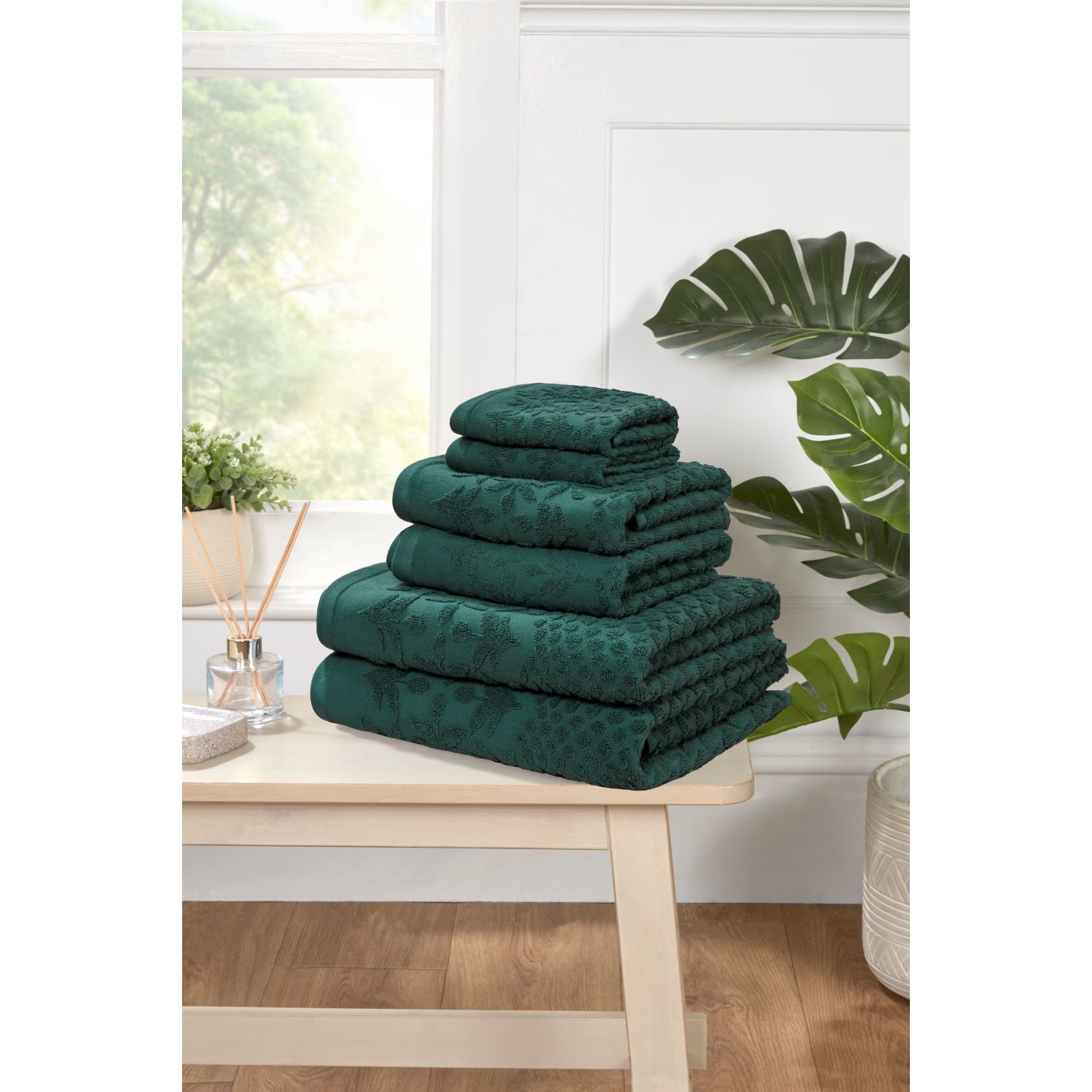 TEMU Casatextura 6pcs Jacquard Towel Set | 100% Cotton | Includes 2 Face Cloths, 2 Hand Towels & 2 Bath Towels | Soft, Absorbent & Stylish Textured