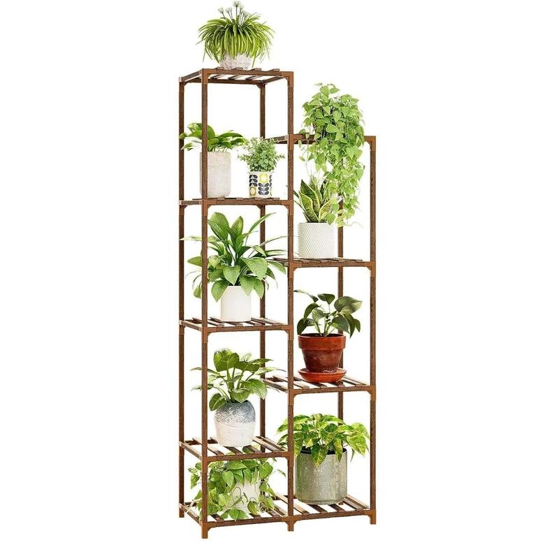 Image of Wooden Flower Stand On Pots Plant Stand Flower Shelf