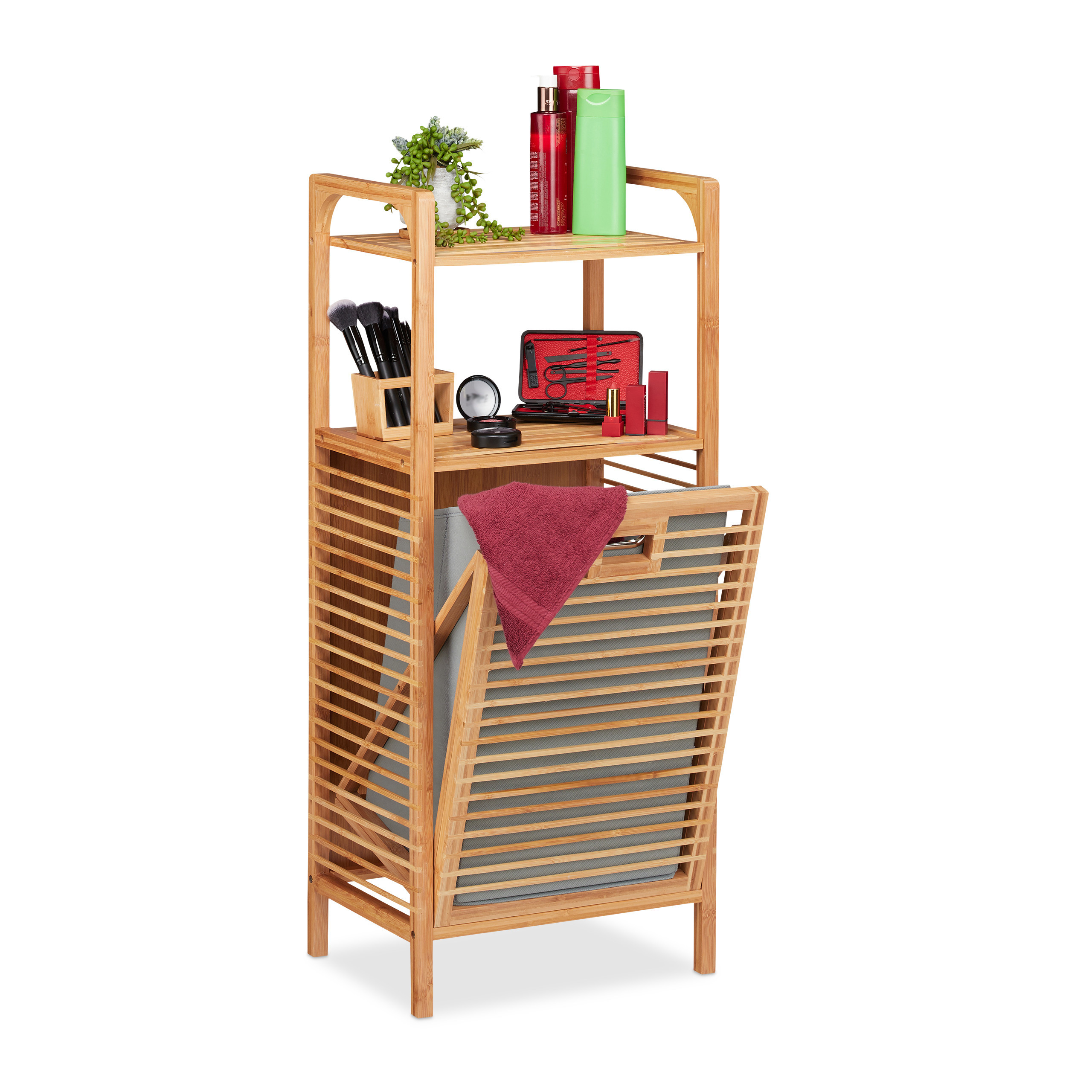 Image of Bathroom Shelf In Natural/gray - (w)40 X (h)95 X (d)30 Cm