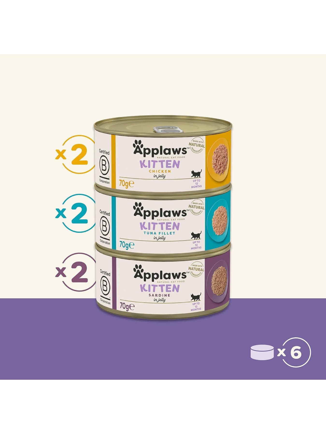 Applaws Chat boîte Kitten Multipack - Pack 6 x 70 gr