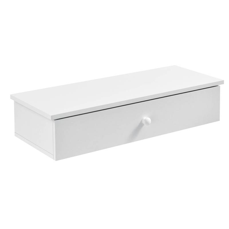 TEMU Étagère Murale à Porte, Blanc/ Foncé, Table de Nuit Murale avec Compartiment de Rangement, Table de Chevet Flottante, en.casa