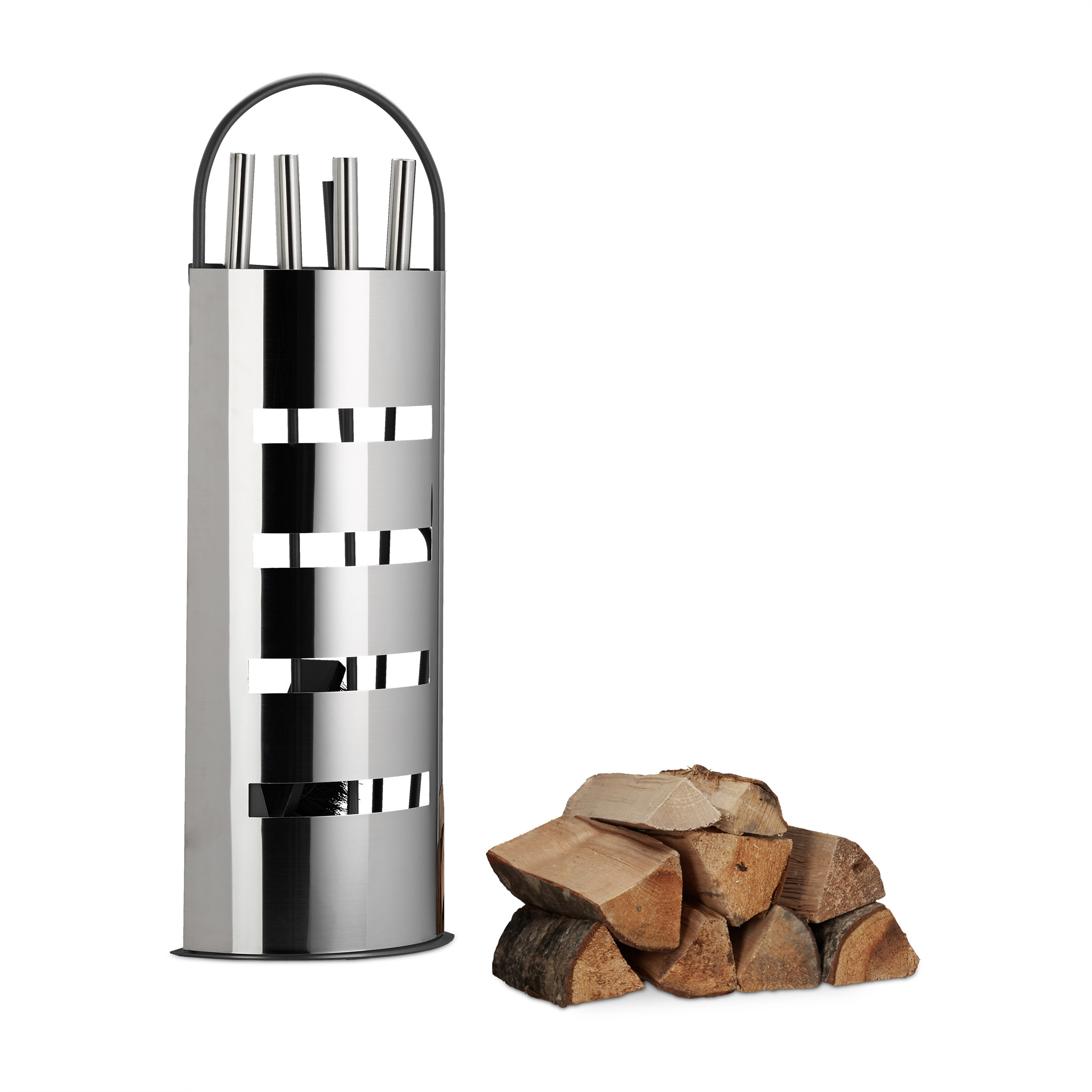 E-shop 5tlg. Kaminbesteck in Grau/Silber