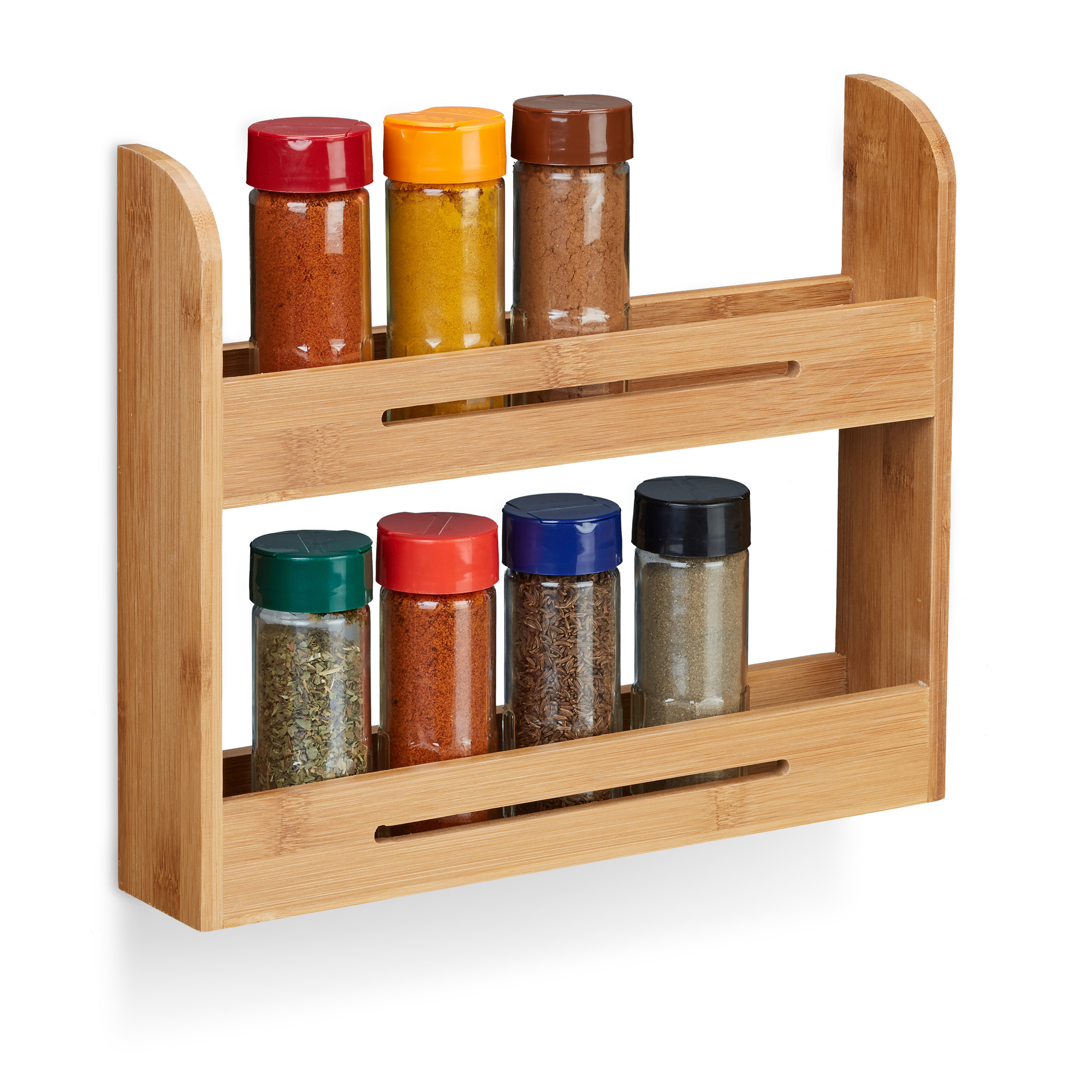 TEMU Spice Rack From Land, Bamboo, 2 Shelves, 26 X 31 X 6 Cm, Natural Color, Easy-to-clean Wood, For Kitchen And Restaurant, For Aromatic Herbs, Salt