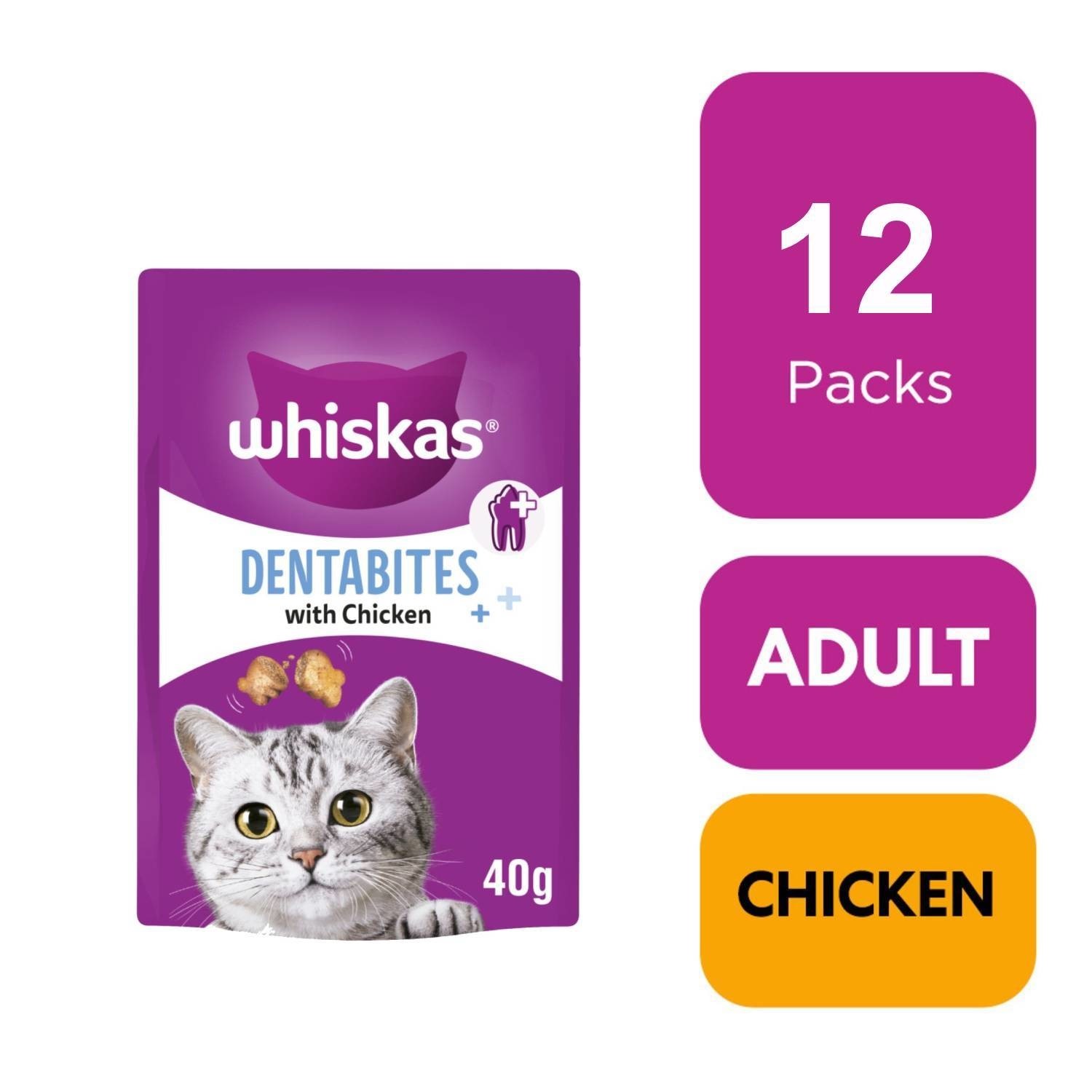 TEMU 12 X 50g Whiskas Dental Cat Treats Chicken Cat Biscuits (240g)