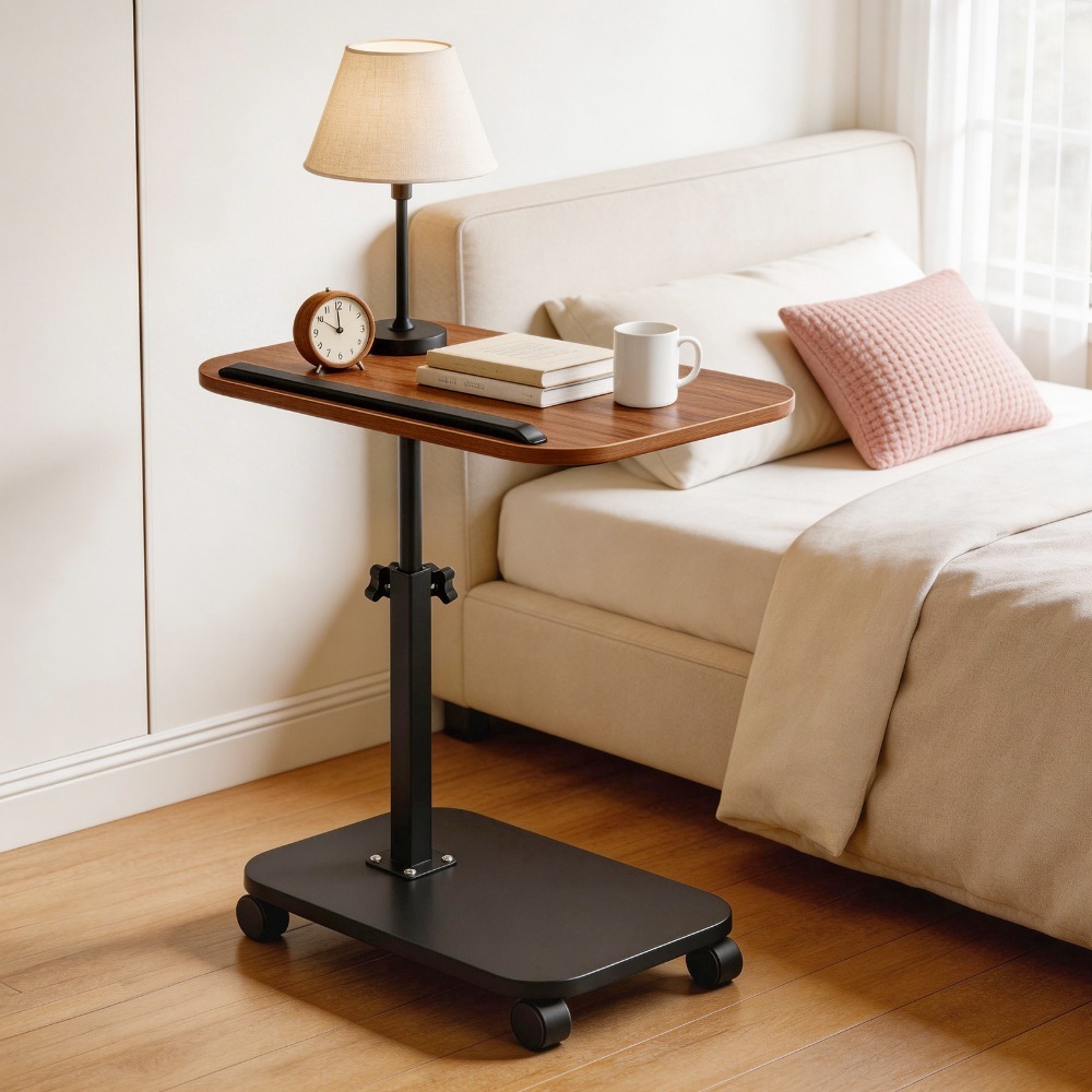 foldable height adjustable with wheels side table 360 rotating laptop stand small sized home computer desk