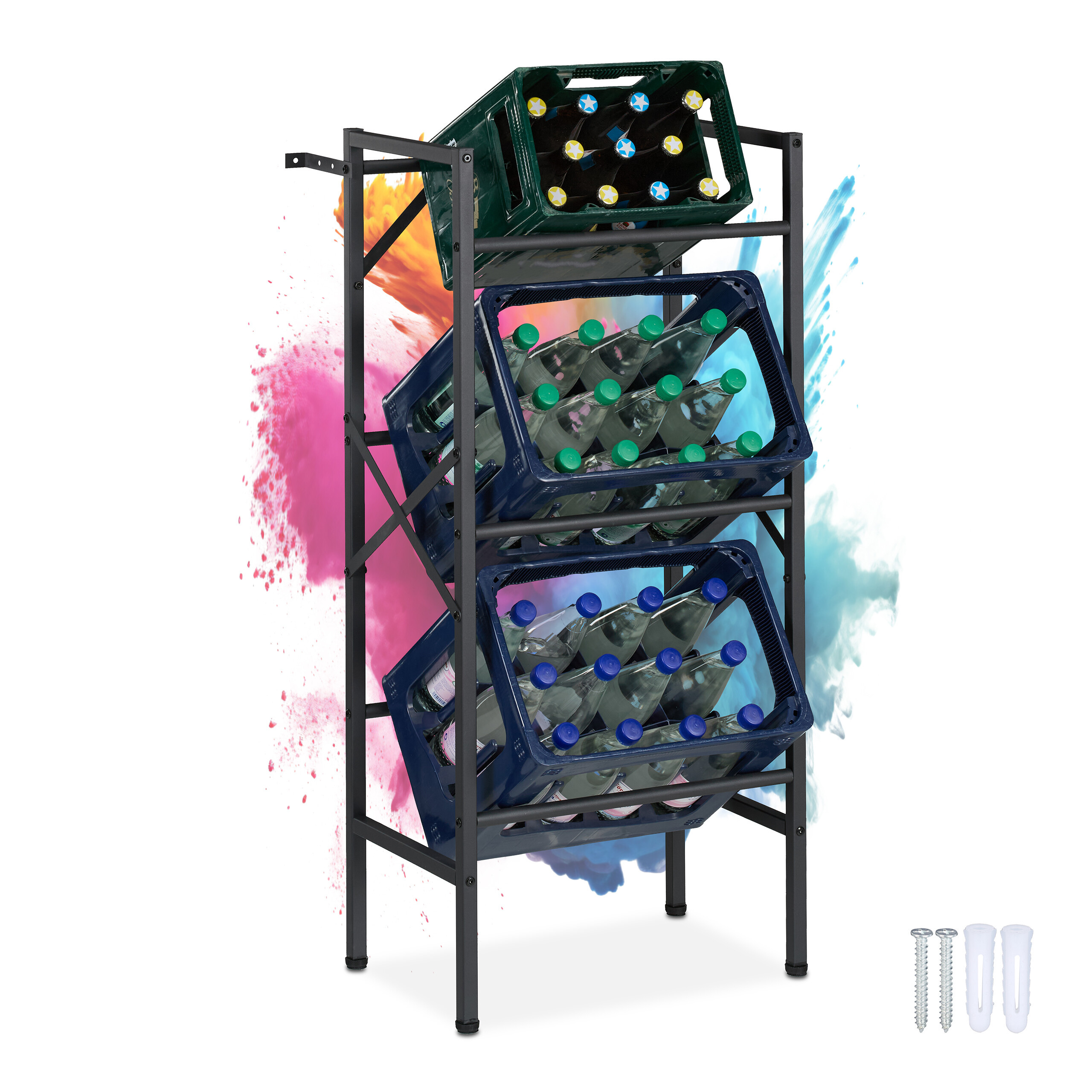Beverage Crate Shelf In Black - (w)49 X (h)109 X (d)32 Cm