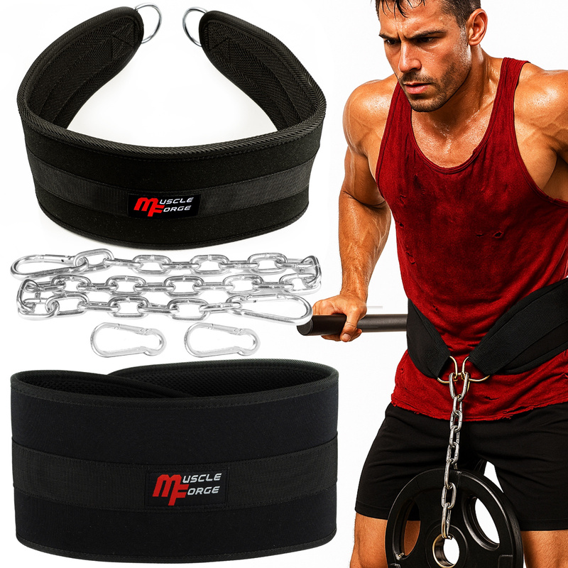 Image of Dip Belt With Weight - Belt For And Dips, Bodybuilding, Calisthenics, Crossfit, With Chain, Neoprene, Max. 240 Kg, Back, Chest, And , Unisex