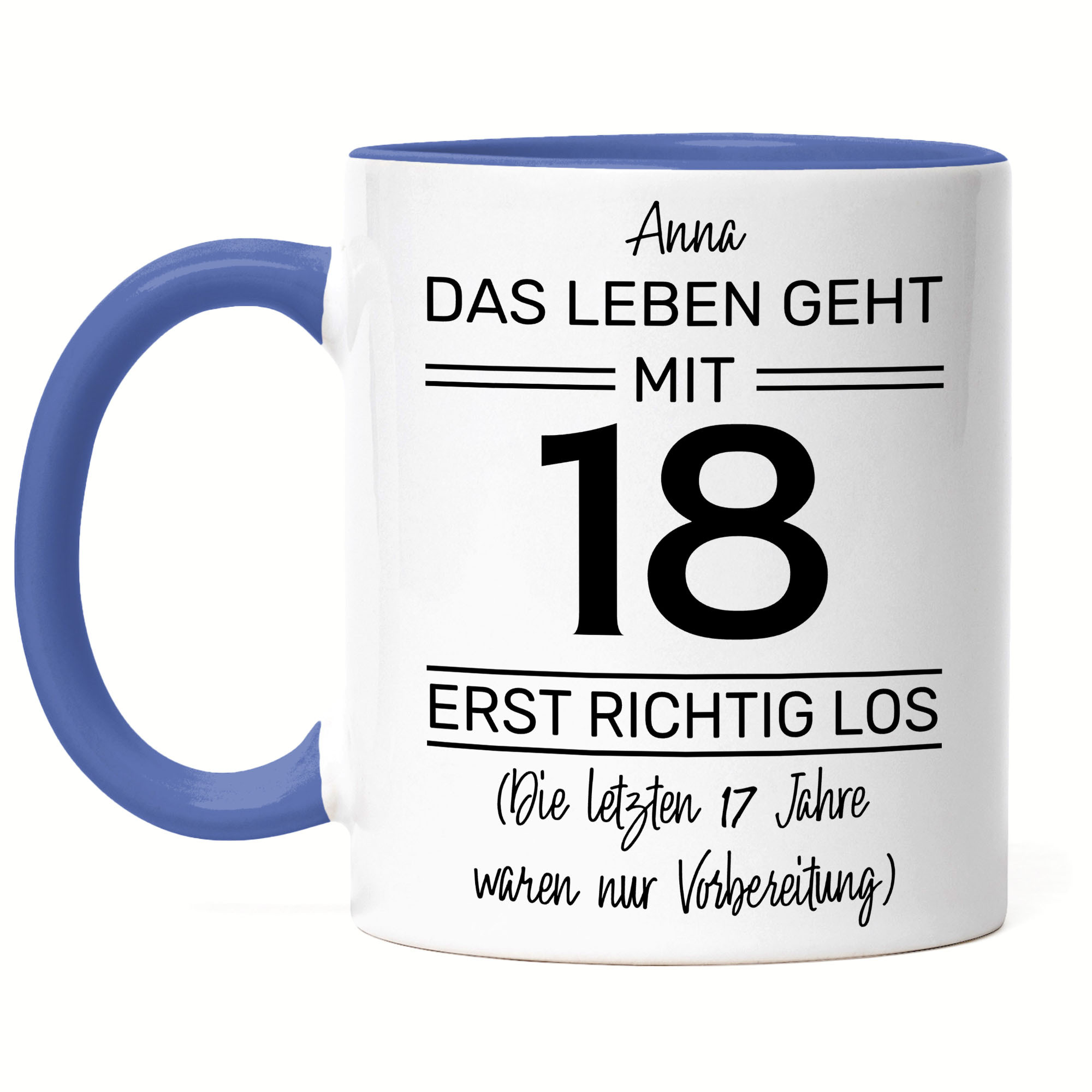 Personalized 18th Birthday Mug | Life Really Begins At 18 | 18th Birthday Funny Gift For | Mug With Heart Handle, Coffee Cup, Ceramic Mug