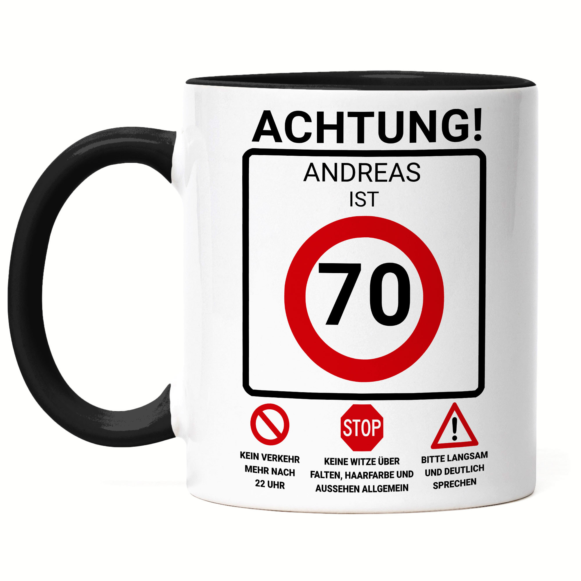 Personalized 70th Birthday Mug, Speed Limit 70 Traffic Sign, 70th Birthday Funny Gift For Men And Women, , Coffee Cup, Ceramic Mug